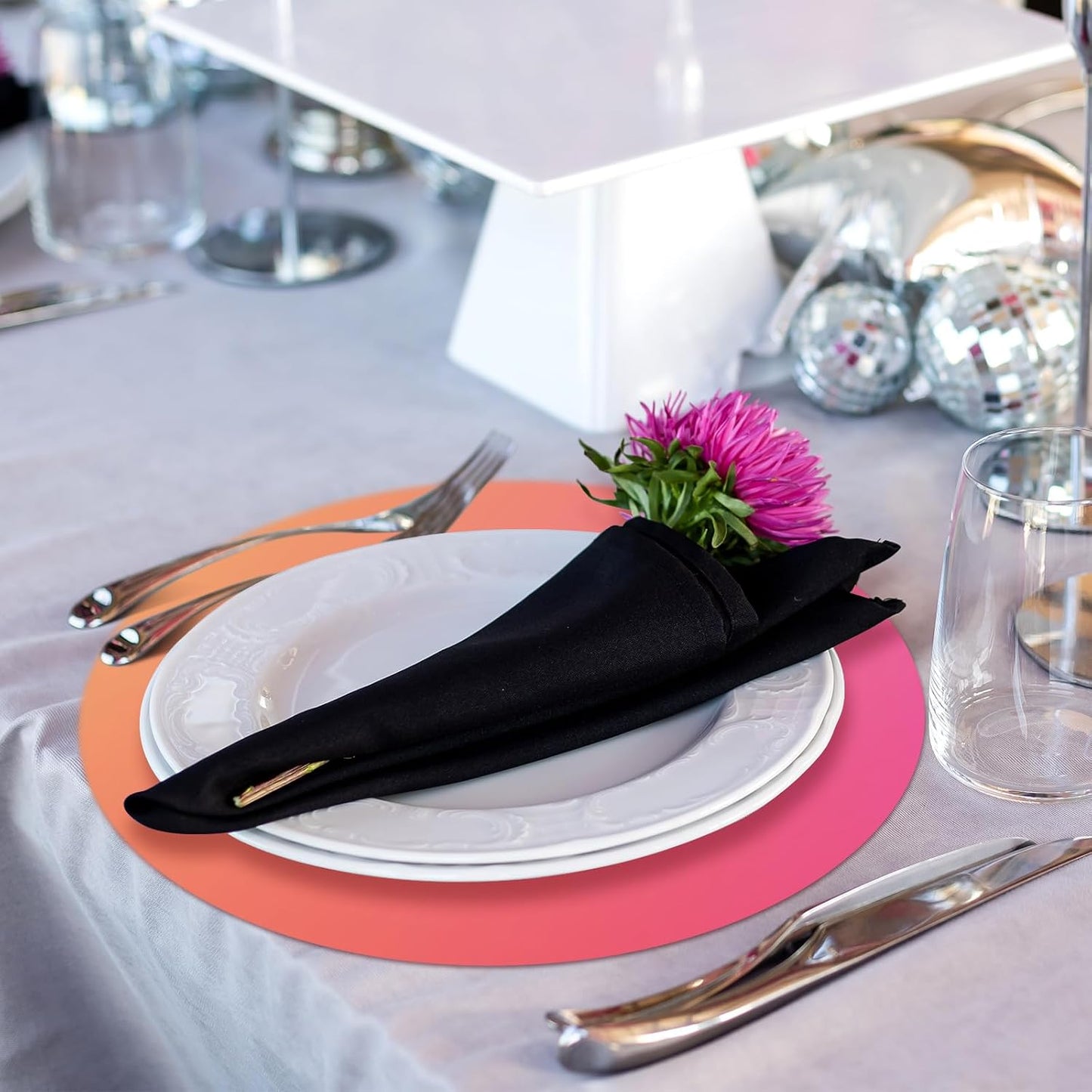 48 Pcs Gradient Disposable Place Mats Decorative Round Paper Placemats Table Paper Doilies for Wedding Birthday Party Banquet Home Dining Holiday, 11.42 Inch BST220