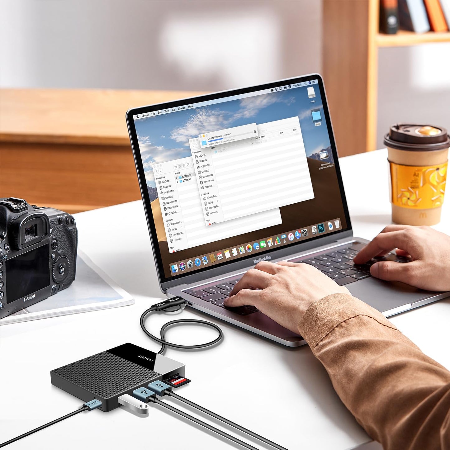 YOTUO 1TB External Hard Drive, USB C Multiport Hub HDD 7-in-1 RD12