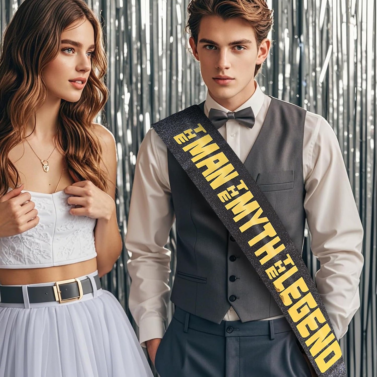 The Man The Myth The Legend Sash - Men's Birthday, Bachelor Party, Retirement, Father's Day Celebration Supplies, Groomsmen Gifts, Party Decorations & Favors BST202