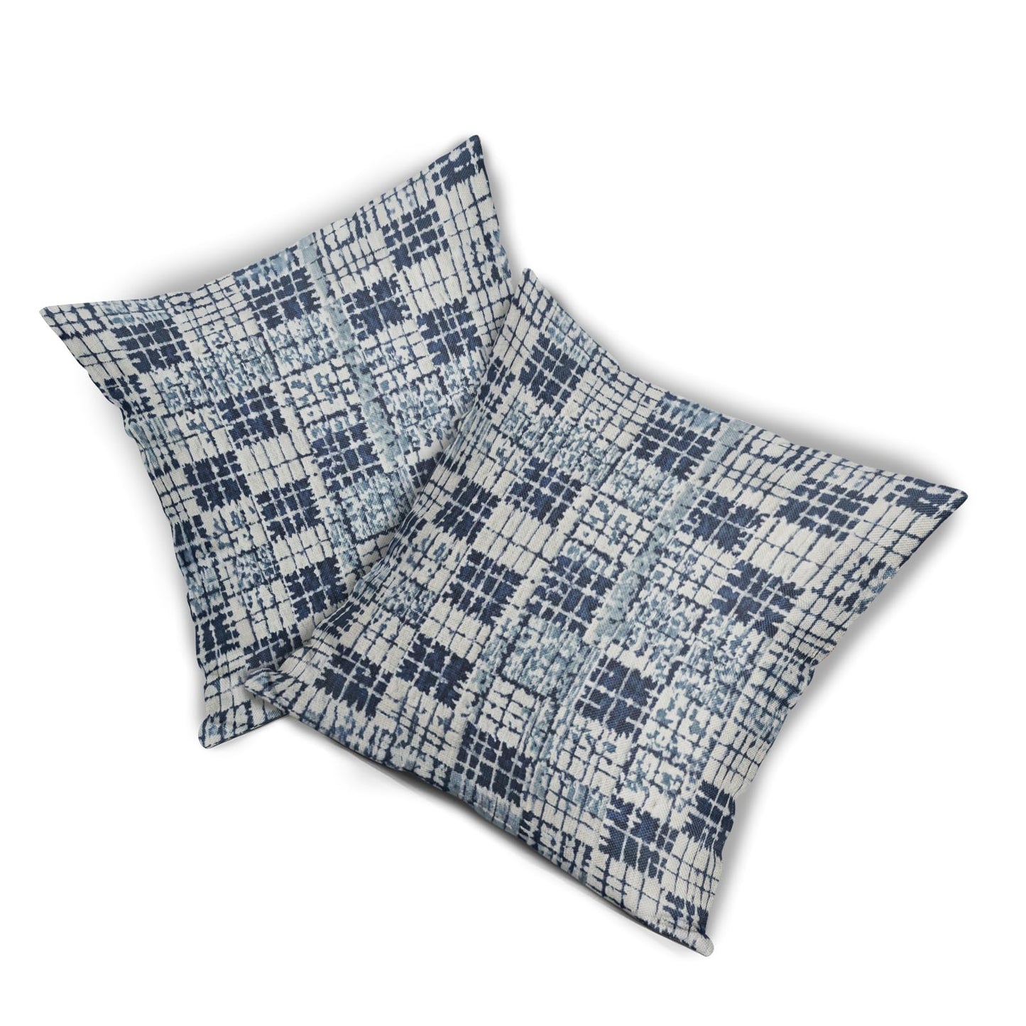 Navy Blue Grey Gray Pillow Covers 18x18 Set of 2 Abstract Plaid Pattern Decorative Outdoor Pillowcases Farmhouse Throw Cushion Case Couch Sofa Bed Decor BST220