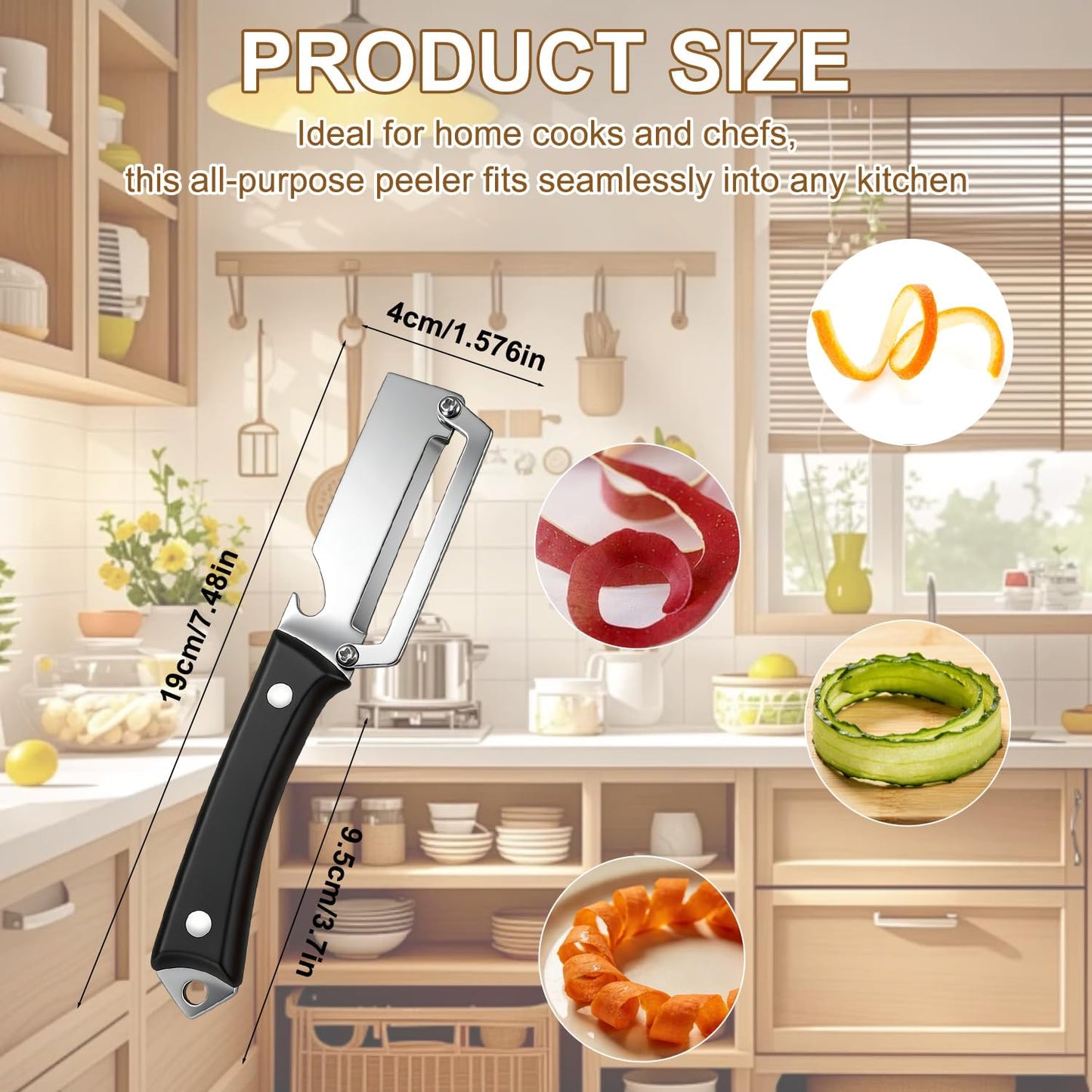 2PCS Premium Vegetable Peeler with Wooden Handle and Bottle Opener,Multifunctional 2-in-1 Stainless Steel Kitchen Tool for Potato Fruit Pineapple Pumpkin Papaya Carrot Vegetable Peeler(Mix) BST326H