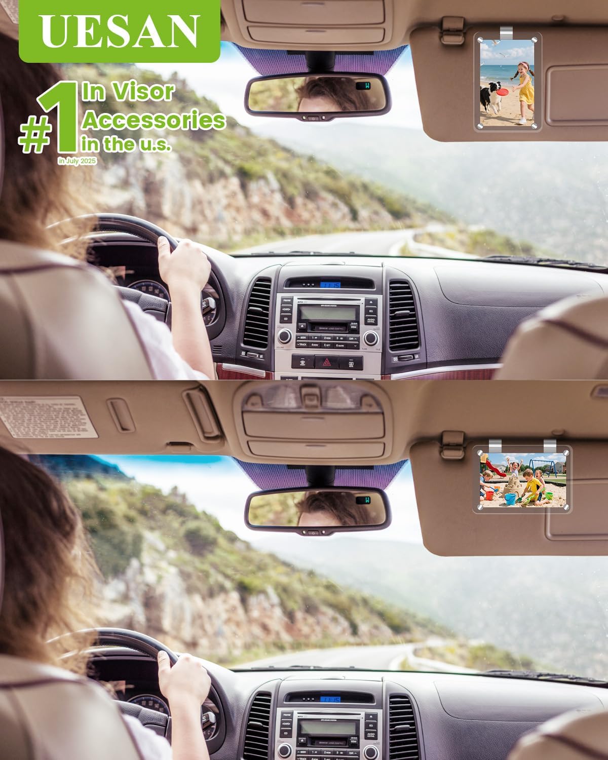 4Pack Car Picture Holder, Car Visor Photo Clip Holder, Magnetic 2.4"x3.5" Suncar Visor Picture Clip, Horizontal & Vertical Photo Display, Personalized Car Accessory for Family & Personal Photos BST326H