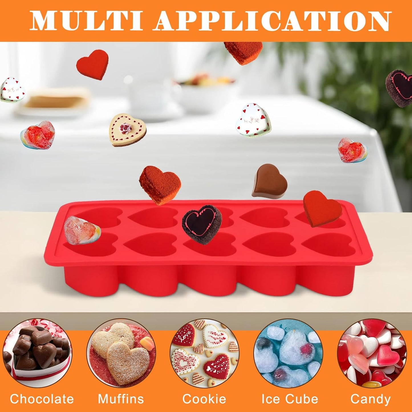 3PCS Heart Shaped Mold Silicone, 10-Cavity Chocolate Heart Mold Silicone Small Non-stick Mould for Baking Homemade Treats Mould for Candy Jelly Gummy Food Candles Epoxy Resin Valentine Crafts BST326L