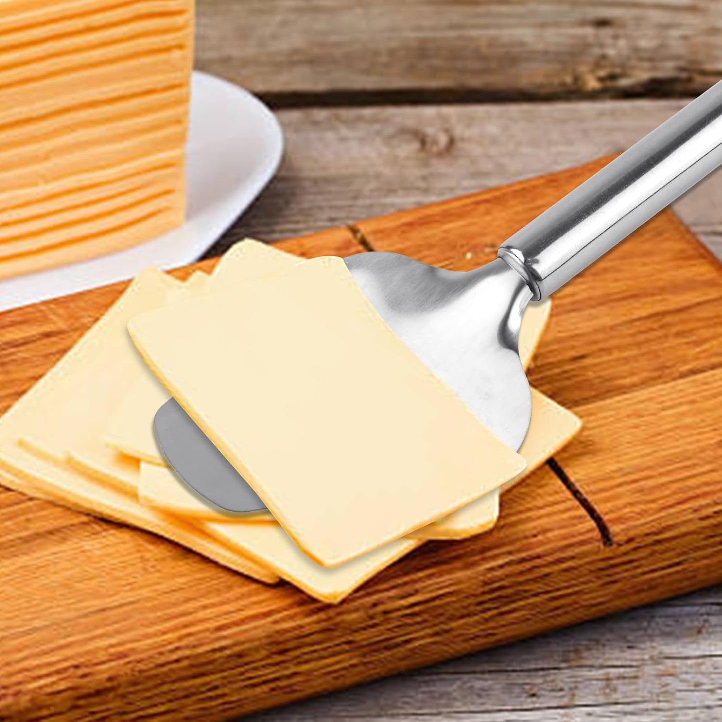 Stainless Steel Cheese Slicer for Block Cheese, Handheld Butter Cutter Shaver Multi-Functional Kitchen Tool for Hard and Semi-Hard Non-Stick Cheeses Grater, Vegetables, Cactus Peeler BST326L