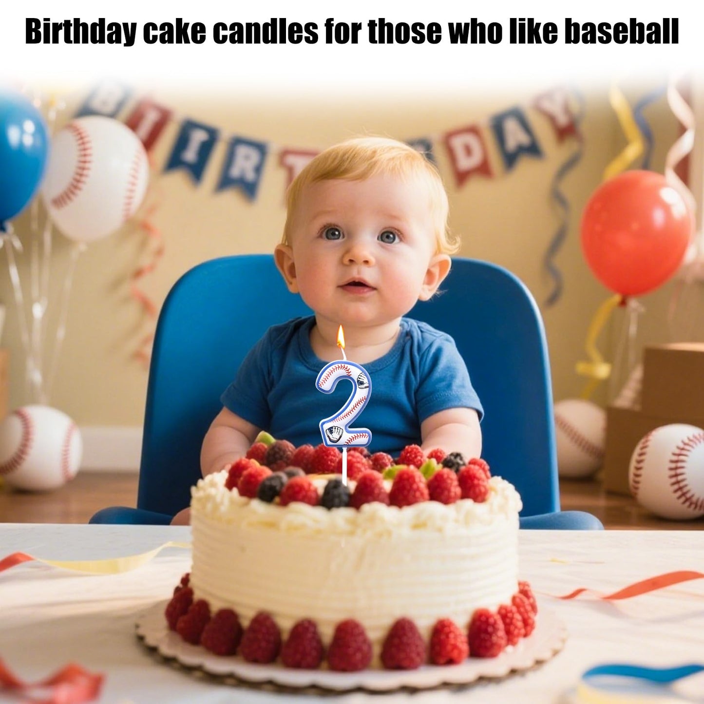 Baseball Birthday Candles, Baseball Themed Cake Topper for Boys Girls Number Candle for Sport Party Decorations & Supplies (Number 6) BST220