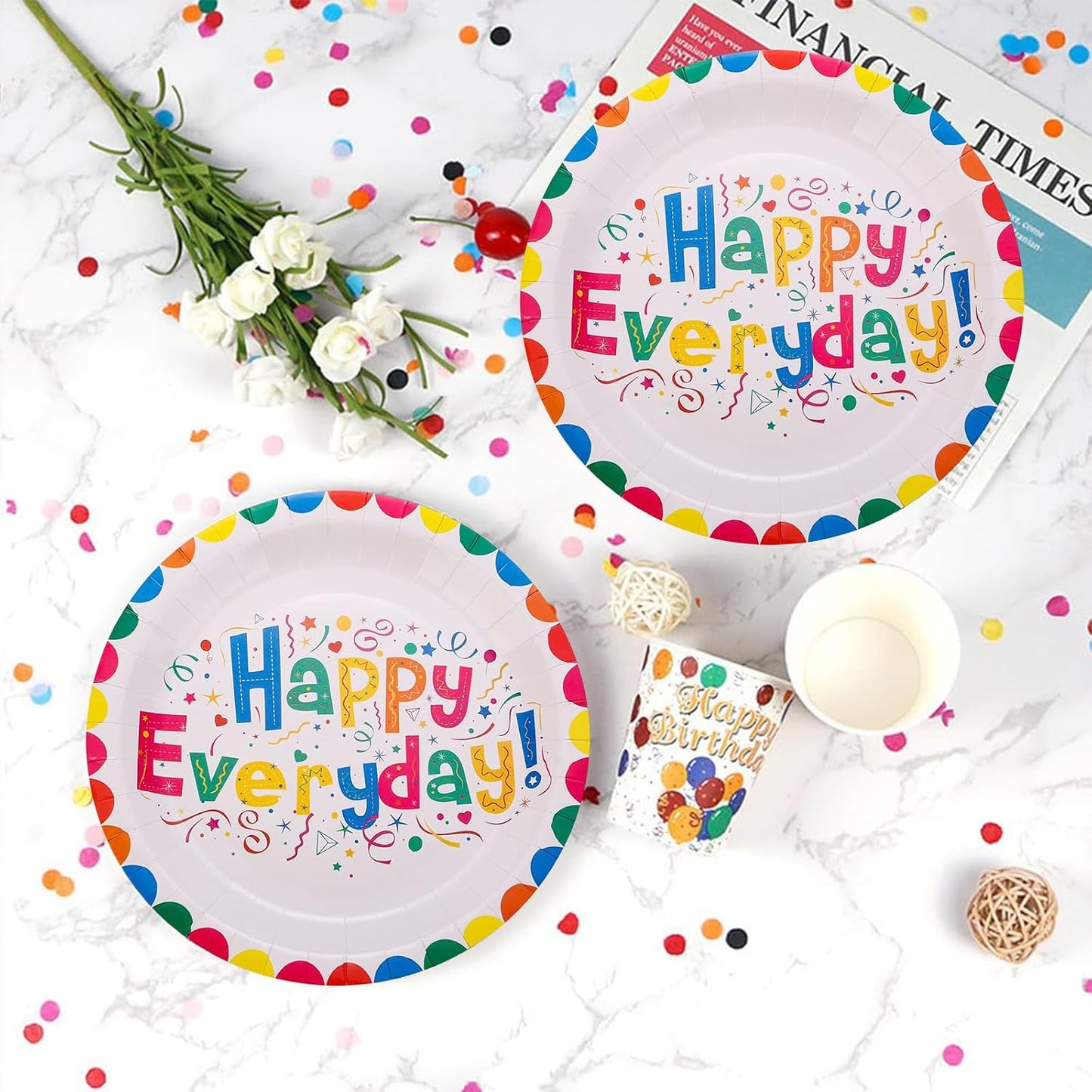 Serves 20 Happy Birthday Plates Party Supplies For Kids Girl & Boy Birthday Party Decoration 7'' BST220