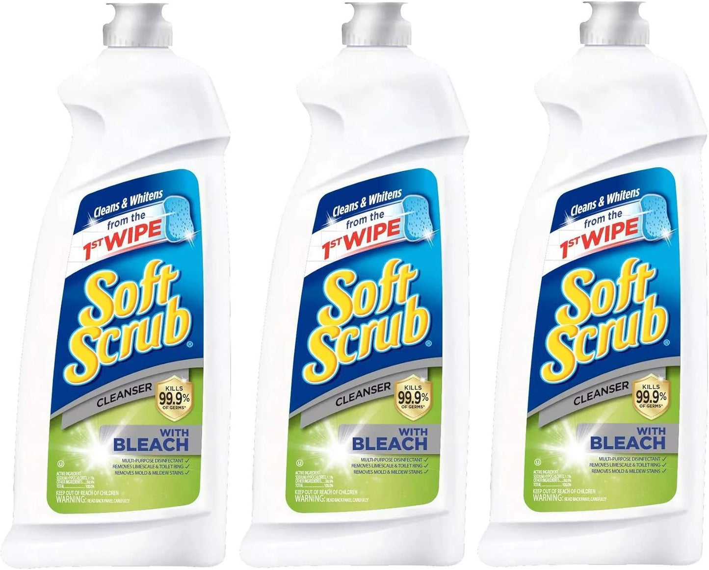 Soft Scrub Cleanser with Bleach, 36 Fluid Ounce (Pack of 3)