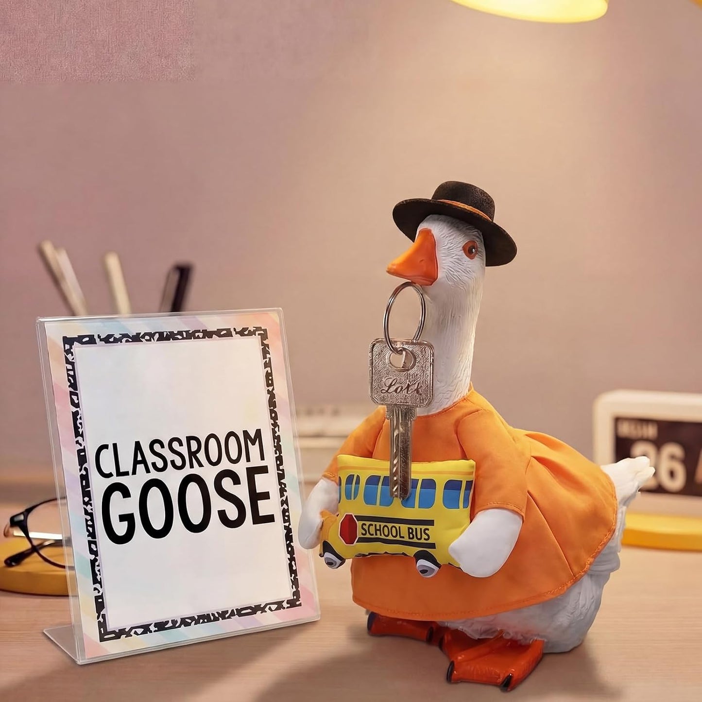 Wenqik Silly Goose Classroom Decor 7 Inch Magnetic Goose Key Holder Teacher Desk Back to School Decor Office Table Home Funny Classroom Accessories for Teacher Students First Day of School Gift BST326L
