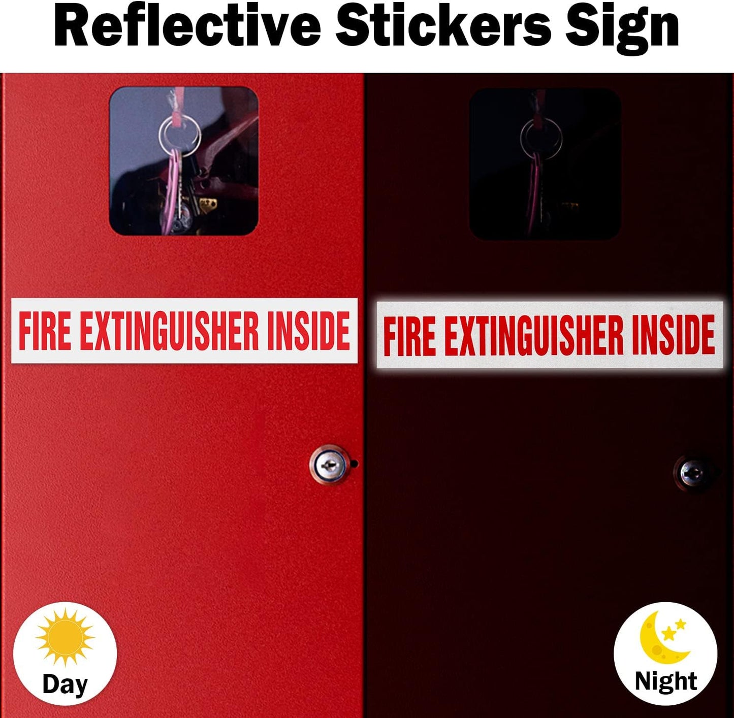 T&R Fire Extinguisher Inside Sign Stickers - 10 Pack - 9 x 1.7 Inches Reflective Label, UV resistant, waterproof, fade and scratch resistant, suitable for indoor and outdoor - White BST326L