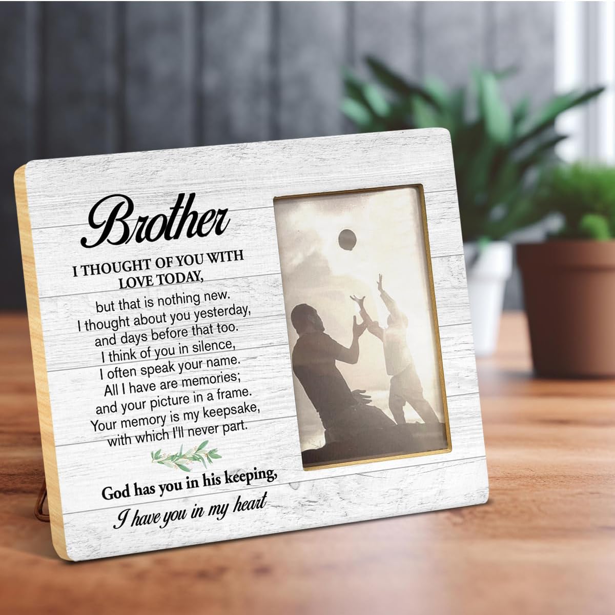 Yuzi-n Memorial Gifts for Loss of Brother Sympathy Wood Picture Frame | Remembrance Brothers Gifts, Memorial Picture Frame for 4x6 Inches Photo BST326H