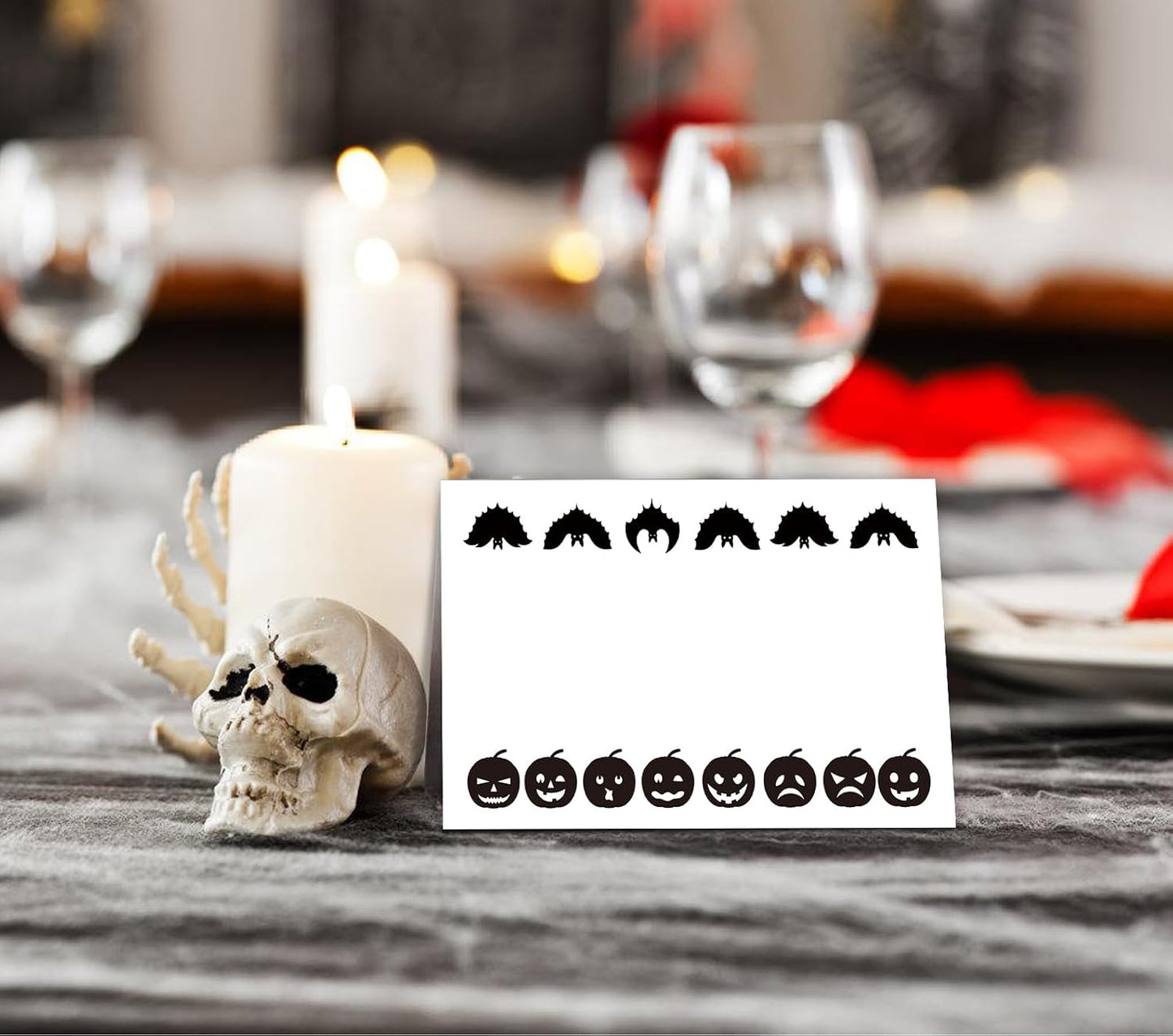 25 Pack Halloween Tent Place Cards, Place Cards for Table Setting, Folded Eggshell Paper Name Tent Cards for Halloween Holiday Dinner Decorations - HW02 WN420