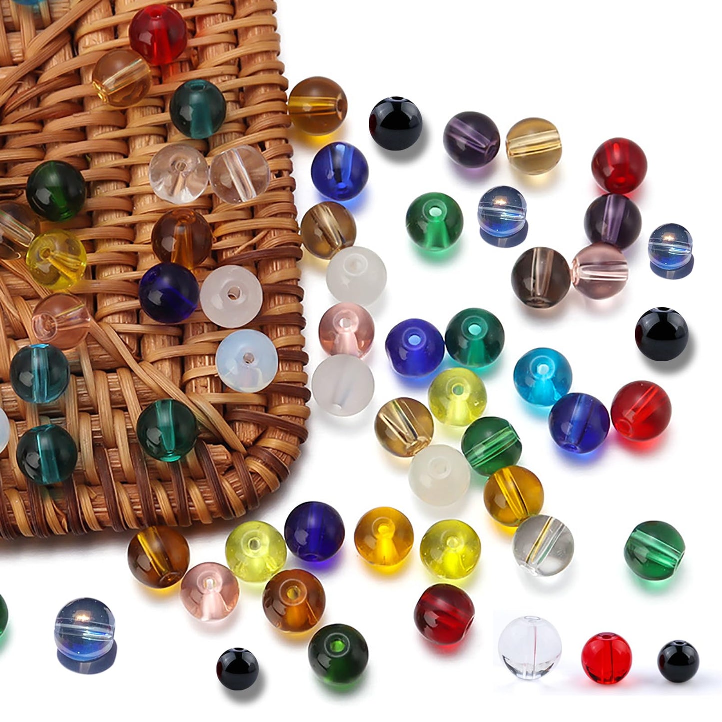 476pcs Orange Round Crystal Glass Beads (4/6/8/10/12mm) with 8pcs Charming Pendants for Jewelry Making, Smooth Round Glass Spacer Loose Beads for Crafts Bracelets Necklaces Charms BST220