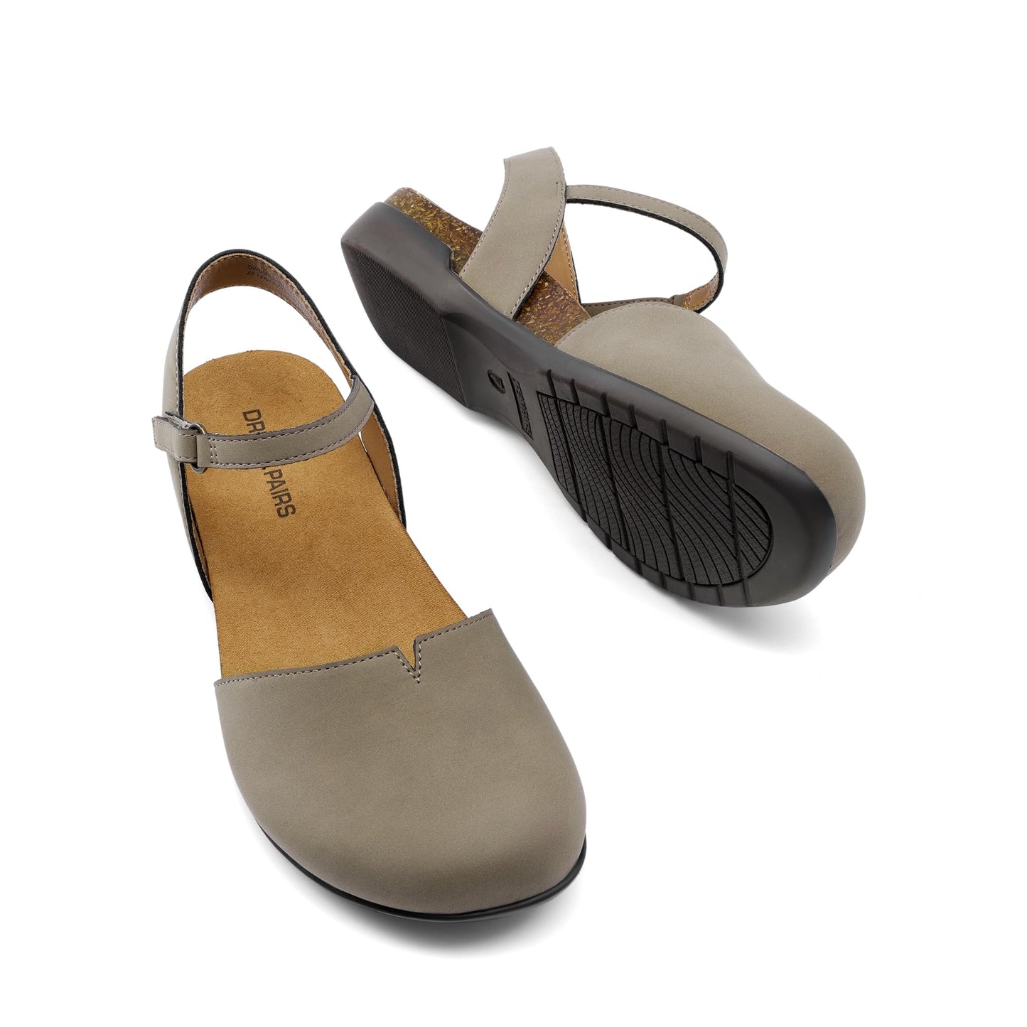 DREAM PAIRS Women's Closed Toe Sandals Arch Support Comfort Cork Footbed Flat Sandals Summer Shoes N31