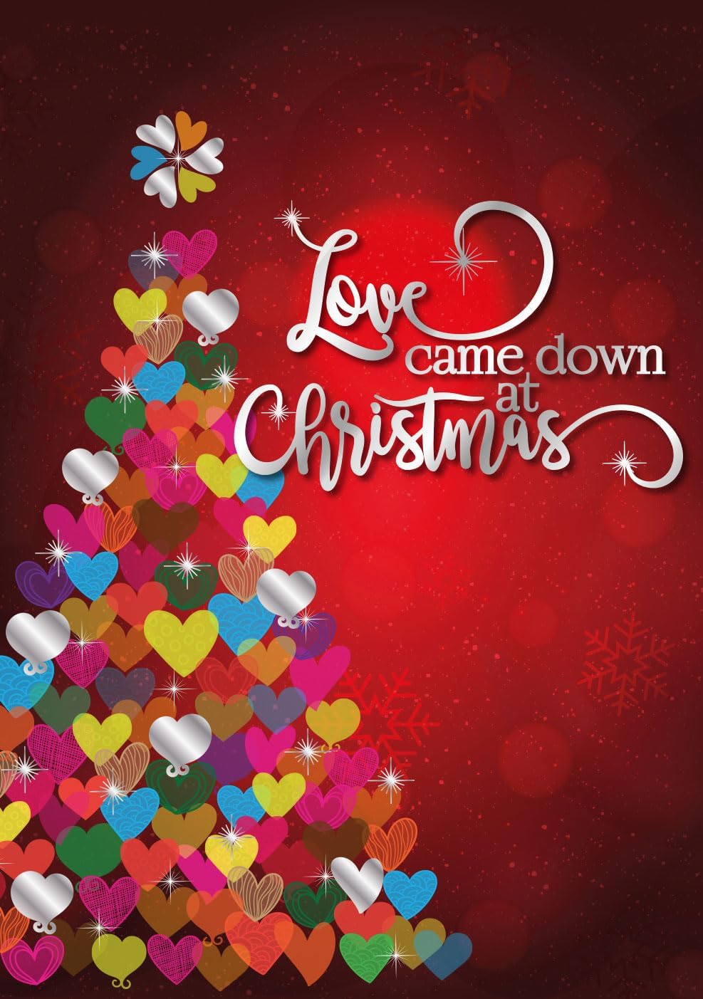 Religious Christmas cards - pack of 20, 5x7in, printed in England, Love Came Down. Christian Christmas cards with envelopes bulk WN420