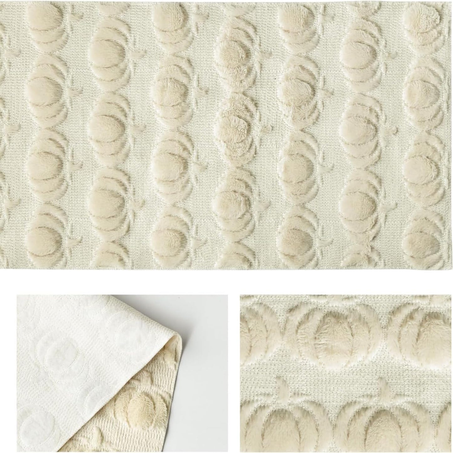 Halloween Pumpkin Table Runner Quilted Plush 3D Table Runners Fall Autumn Ivory Halloween Runners for Tables Kitchen Dining Decorations Party Supplies 13x37 Inch WN420