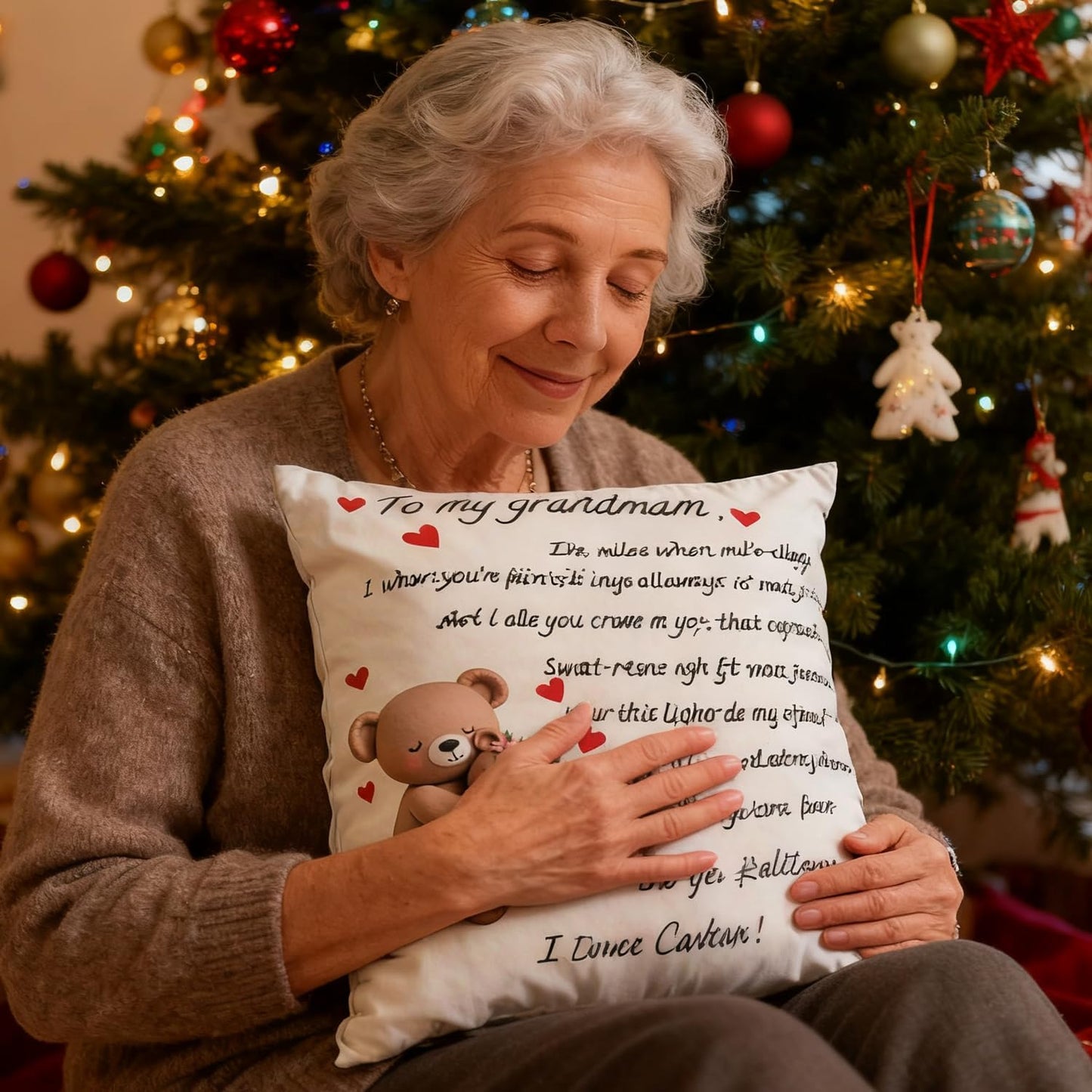 to My Grandmam Throw Pillow Cover - 18x18in Cushion Case, Machine Washable & Easy Care, Ideal for Sofa TV-Watching & Bedside Reading, Adds Warmth to Her Daily Life, Fits Bedroom/Living Room Decor WN420