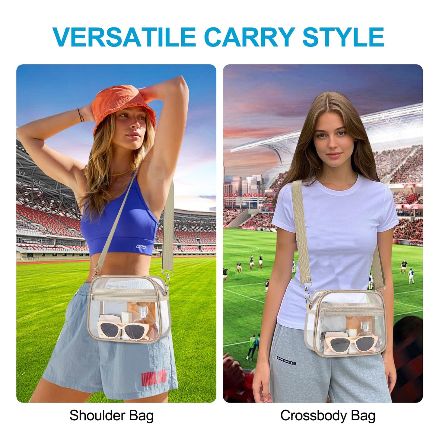 Clear Bag for Stadium Events Stadium Approved Women's Top-Handle Handbags | Mini Small Clear Bag Purse with Wide Adjustable Strap and Front Pocket for Sports Concerts, Festivals BST202