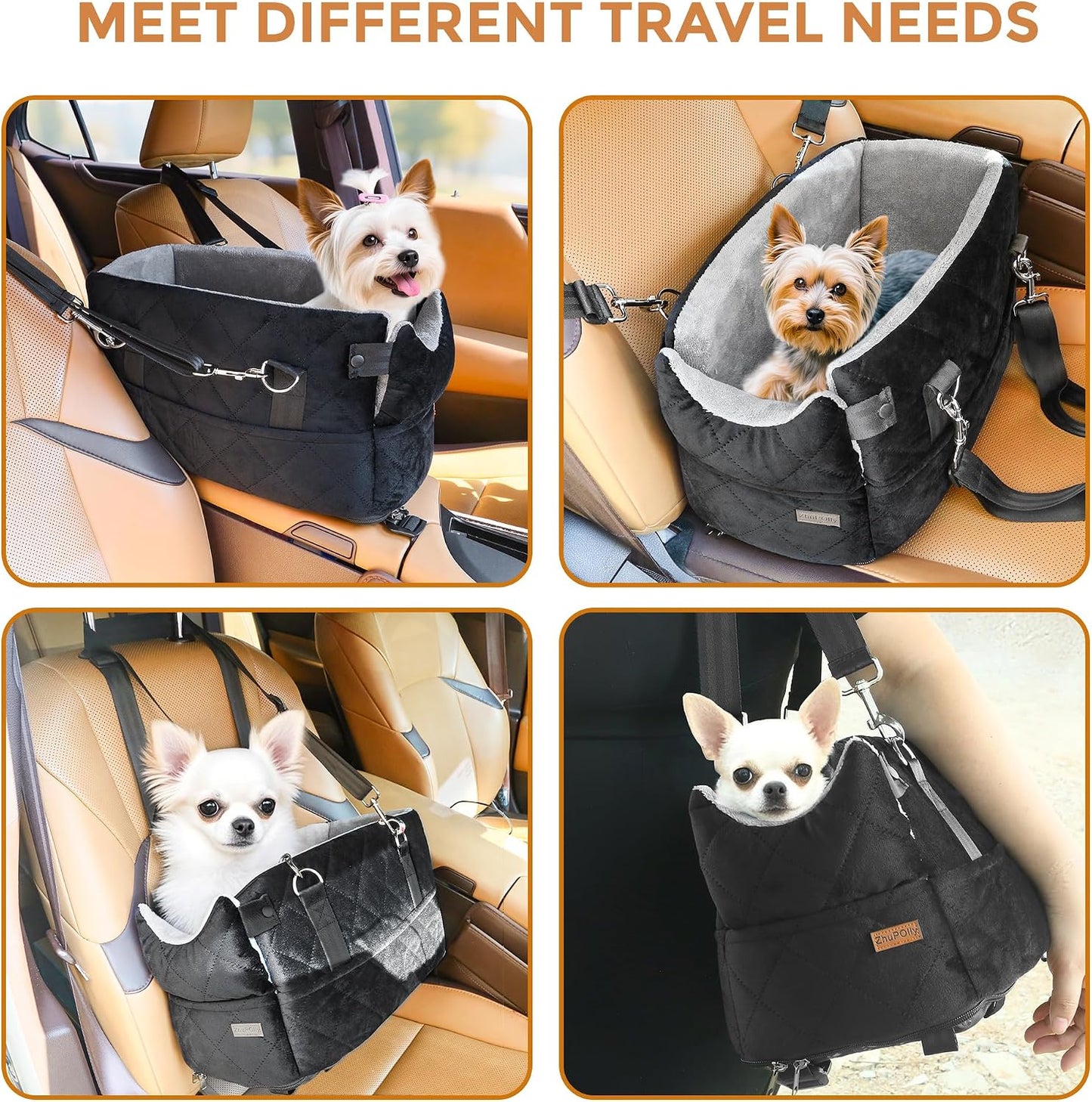 Center Console Dog Car Seats for Small Dogs Cats with Adjustable Safety Belt Multipurpose Pet Booster Seat for Car,Travel,Shopping,Camping with Your Furry Friends WN420