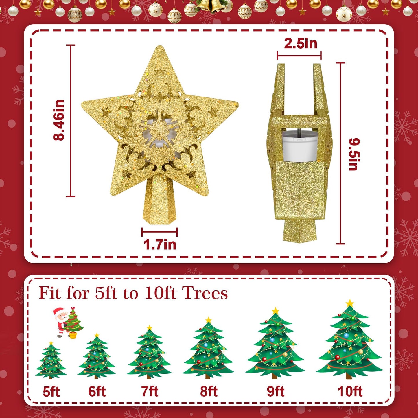 Christmas Tree Topper with Built-in 360° LED Rotating Projector N31