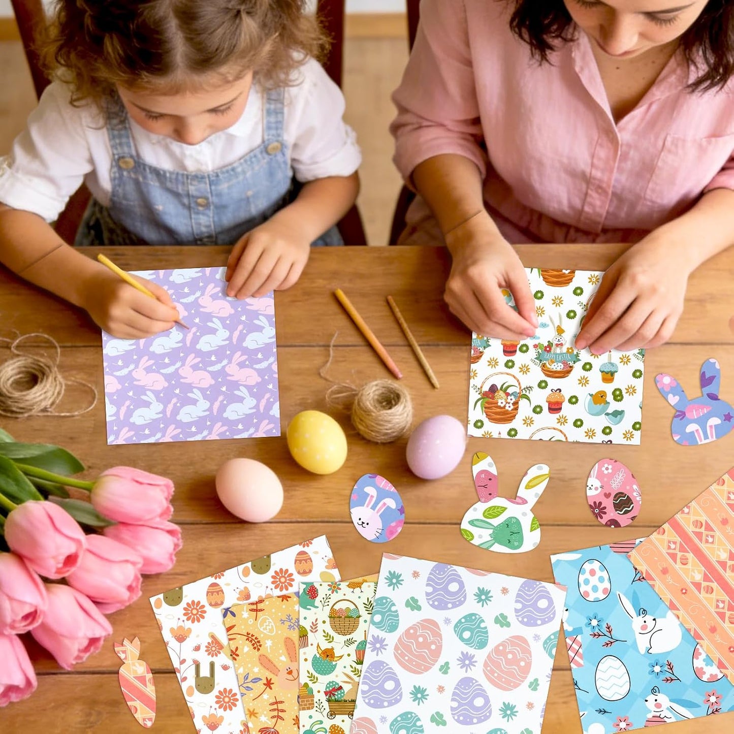 Konsait 24 Sheet Spring Easter Pattern Paper Bunny Rabbit Egg Floral 6x6 Scrapbook Paper Spring Decorative Cardstock Easter Supplies for Diy Making Greeting Cards and Decorating Photo Albums BST326L