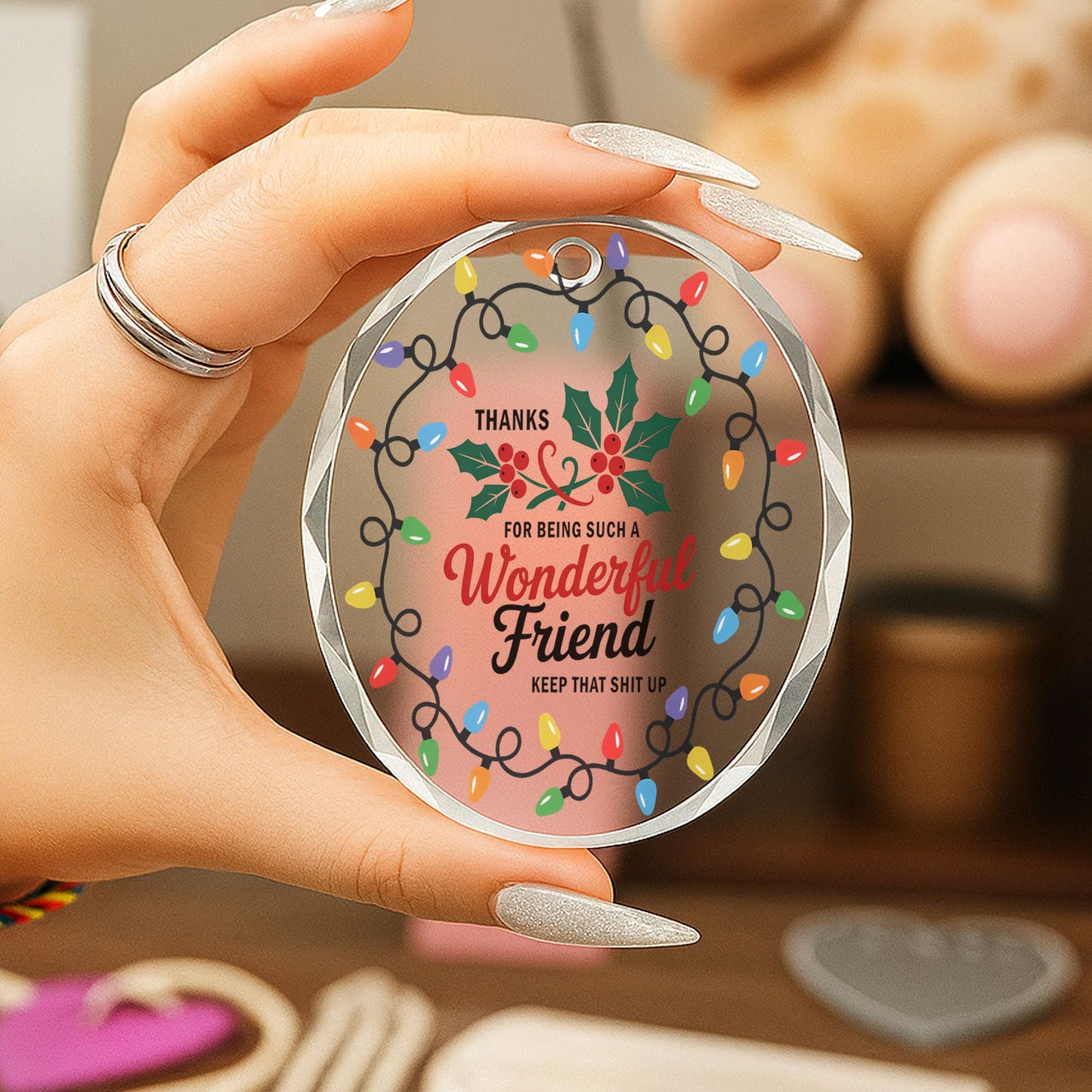 Best Friend Ornaments for Women - Friends Gifts 2025 - Friendship Gifts for Friend Female, BFFs, Besties, Soul Sisters, Friends Group Christmas Tree Decoration - Friendship Glass Ornament (FR2) BST220