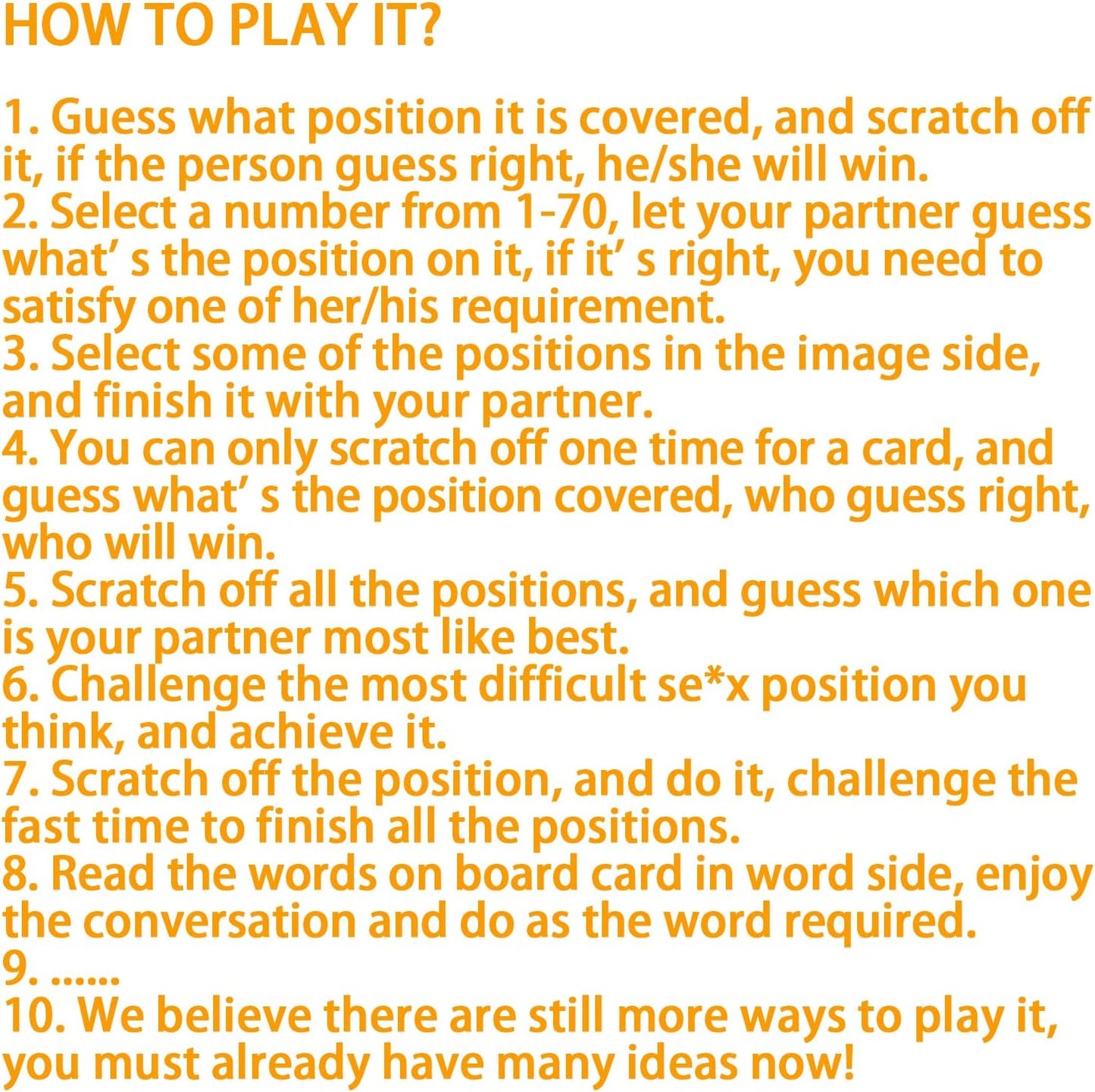 Couples Intimacy Challenge Scratch Off Poster, 70 Unique Tear-Off Cards, Intimate Position Images & Flirty Dialogue for Relationship Bonding & Date Night WN420