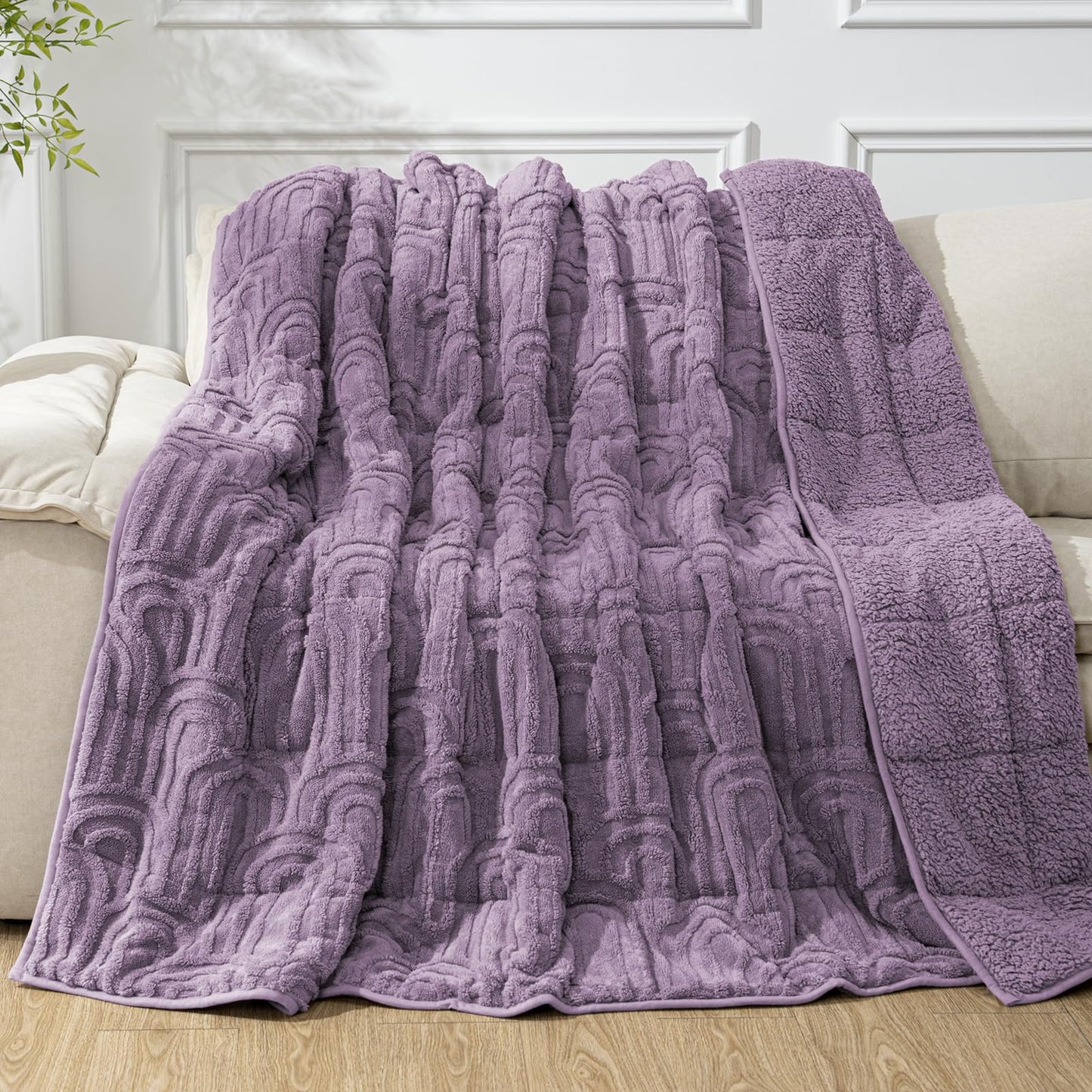 Cottonblue Sherpa Fleece Weighted Blanket for Adults 15 lbs 48x72in Soft | Cozy Flannel Weighted Throw Blankets Full Size for Calming Sleeping Relaxing, Warm Fuzzy Bed Sofa Heavy Blanket Washable,Grey BST202