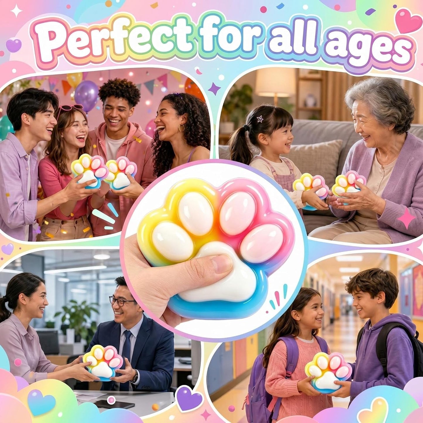 Giant Jumbo Cat Paw Squishy Toys ( 5 Inches )- Large Stress Relief Squeze Taba Fidget Toys Kit, Birthday Office for Girls Boys Kids Adults BST326H
