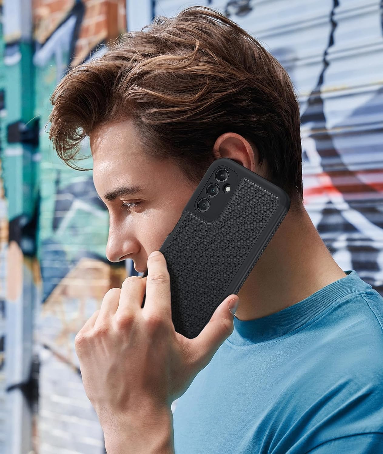 FNTCASE for Galaxy A14-5G Phone Case: Samsung A14 5G Military Grade Drop Protection, 14ft Drop Tested, Screen Protector Included, Anti-Slip Matte Textured, TPU+PC Dual Layer Shockproof Cover (Black) WN420