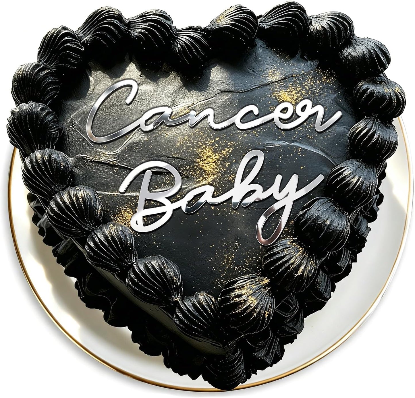 4 Pcs Cancer Birrhday Cake Topper Acrylic Horoscope Party Supplies Zodiac Birthday Cake Decorations for Boys & Girls and Adult Birthday Party (Silver) BST326L