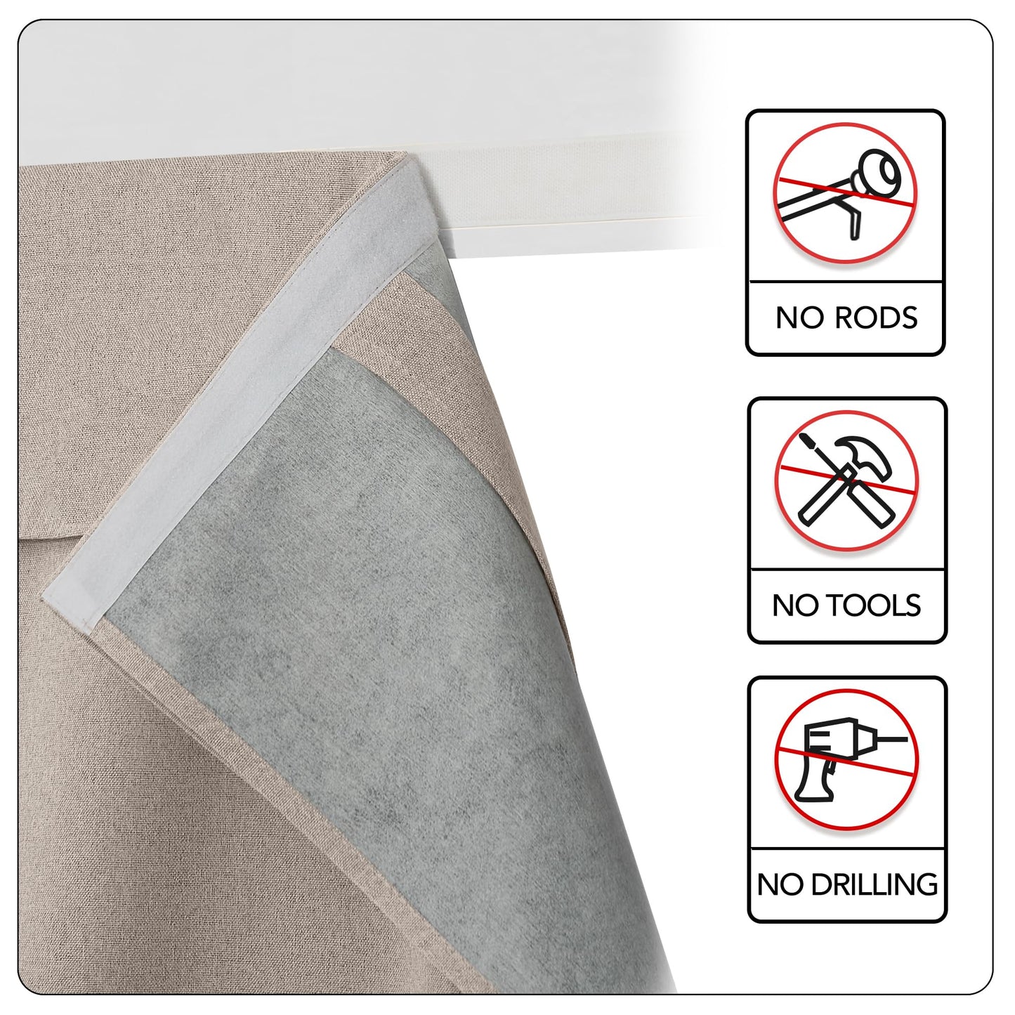 RYB HOME Grey Classroom Door Linen Curtain for Small Window, 100% Blackout Shades Lightweight for French Door Window, W 8 x L 36 Room Darkening Privacy Curtains Tie up Shade, 1 Panel BST220