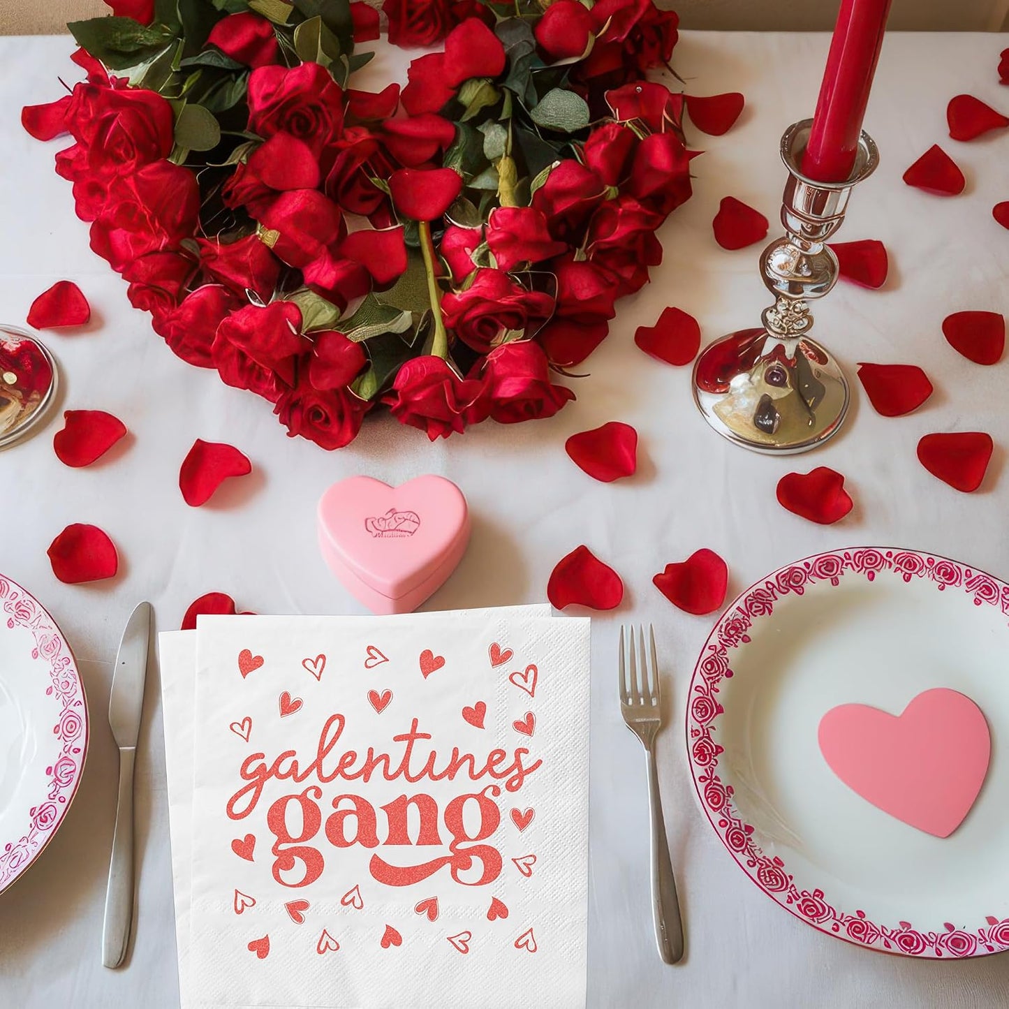 60Pcs Galentines Day Paper Napkins,Pink Heart Galentine's Gang Napkins for Girl Ladies Valentine‘s Day Party Supplies (Galentines Day) BST326L