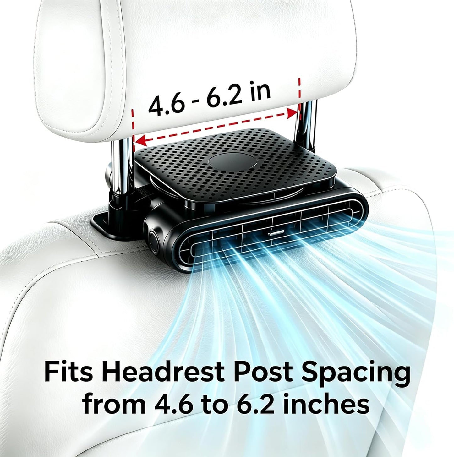ElfTrip Car Seat Fan with Dual Air Outlets, USB Car Fans for Backseat for Kids for Driver Passenger, Stronger 3 Speeds, Forward or Backward Airflow, Fits in Most Car SUV Trucks(1 Pack No Battery)
