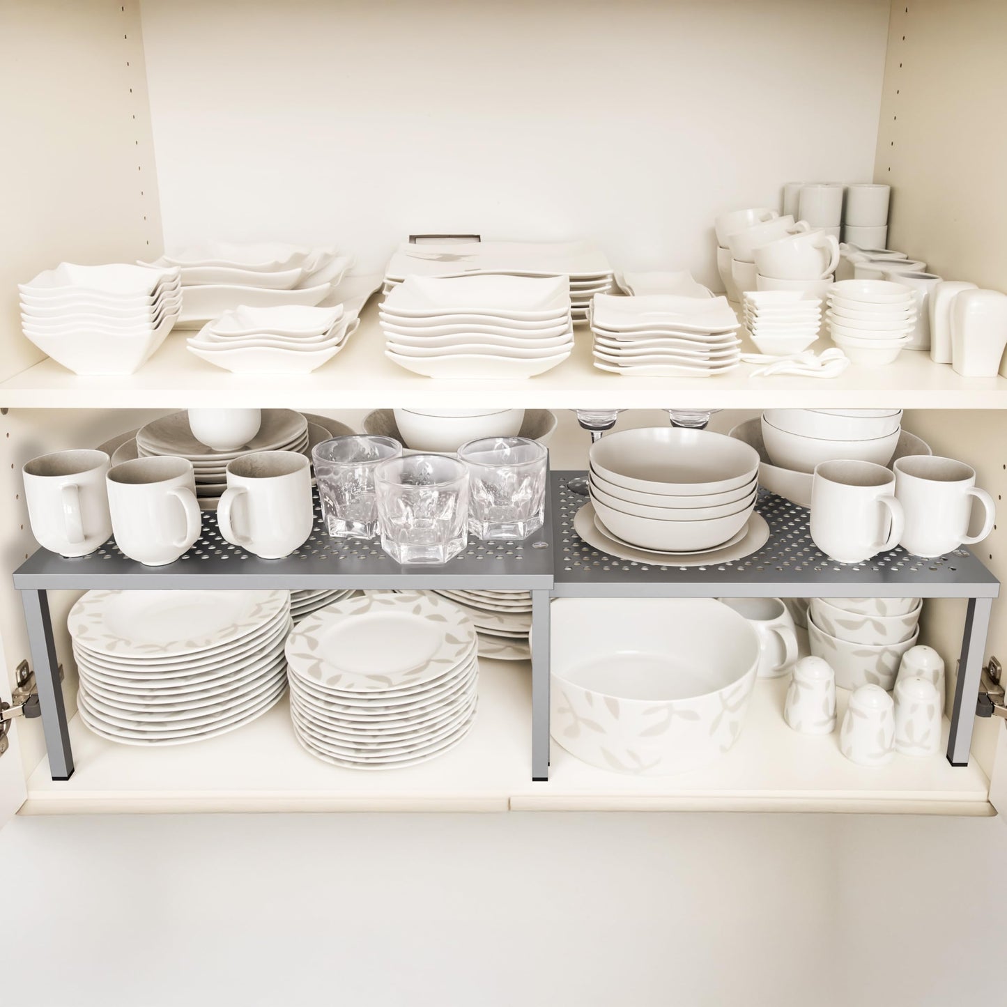 Simple Houseware Expandable Stackable Cabinet and Counter Shelf Organizer with Steel Surface, 9" D x 12.75" W x 5.9" H, Bronze