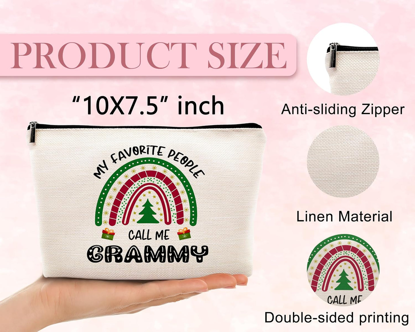 kdqua Grammy Gifts Makeup Bag, Best Grandma Gifts from Granddaughters Grandsons, Grammy Gift for Christmas Birthday from Grandkids Cosmetic Bags Zipper Pouch Travel Organizer Toiletry Bag BST326L
