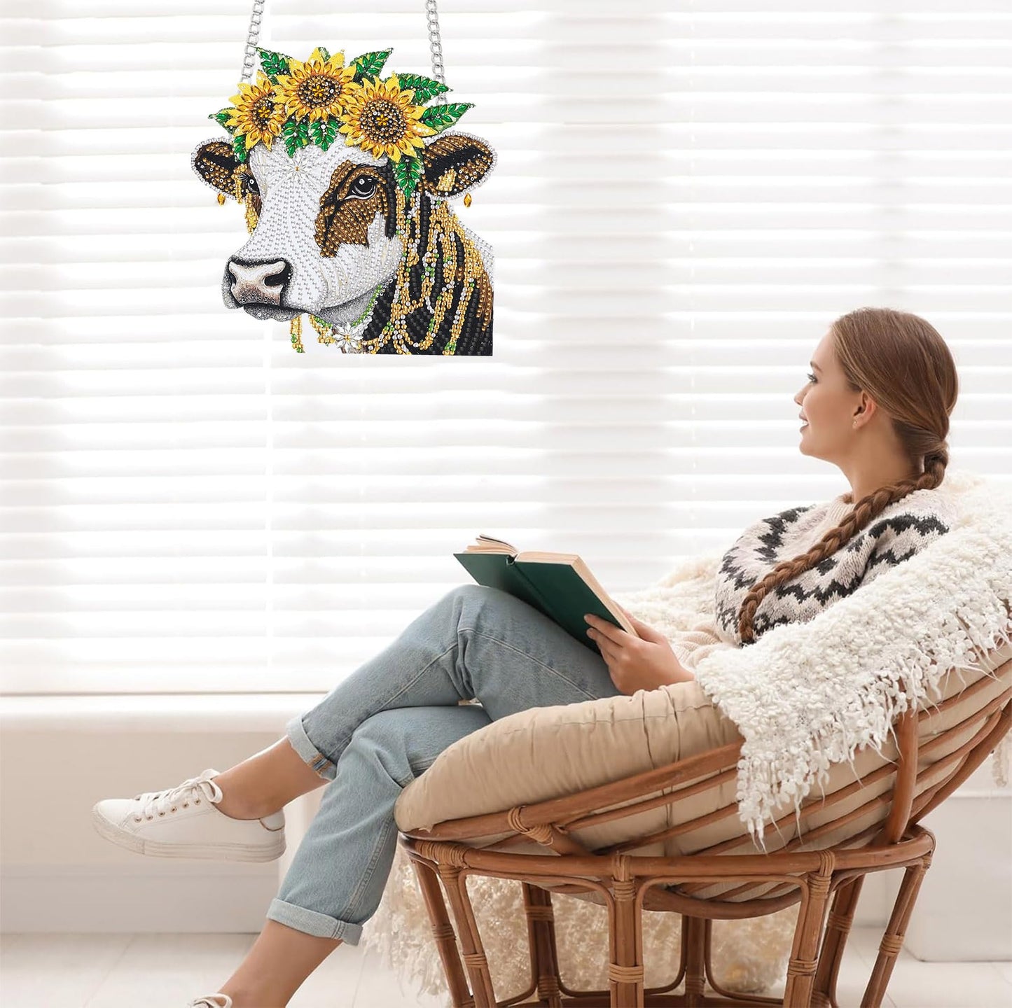 Bimkole Cat Diamond Art Hanging Kit for Adult, DIY 5D Animals Diamond Art Painting Window Pendant, Acrylic Crystal Art Hanging Ornament for Wall Home Garden Front Door Decor - 7.8x7.8 Inch BST220