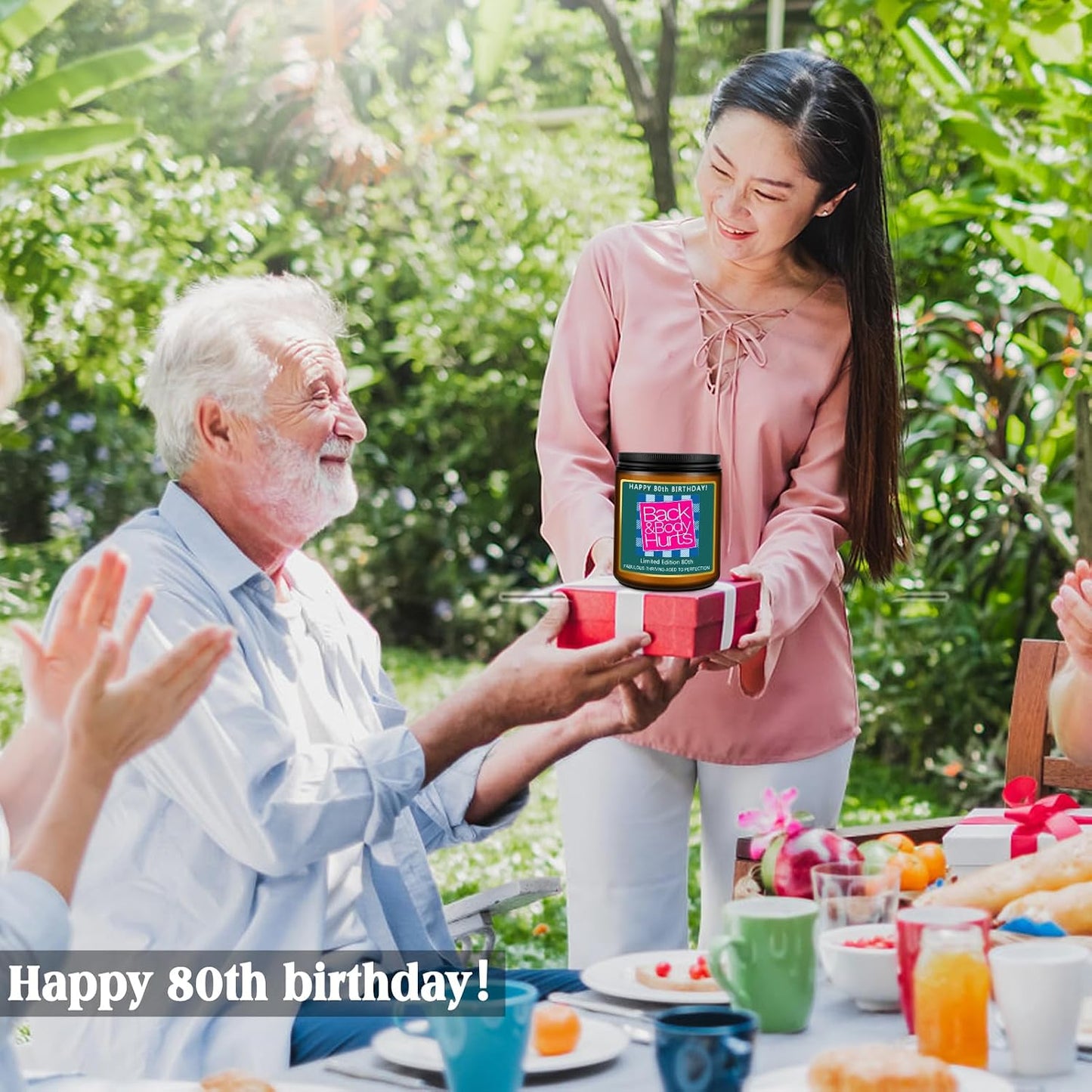 Happy 80th Birthday Decorations Gifts for Women Men, 80th Birthday Candles for Her Him, Funny 80 Years Old Ideas- Lavender Scented Candle BST326L