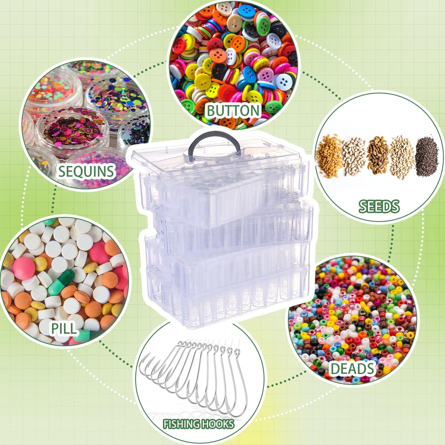 Willinglong 4 Tier Diamond Painting Storage Containers with 208 Grids RD3