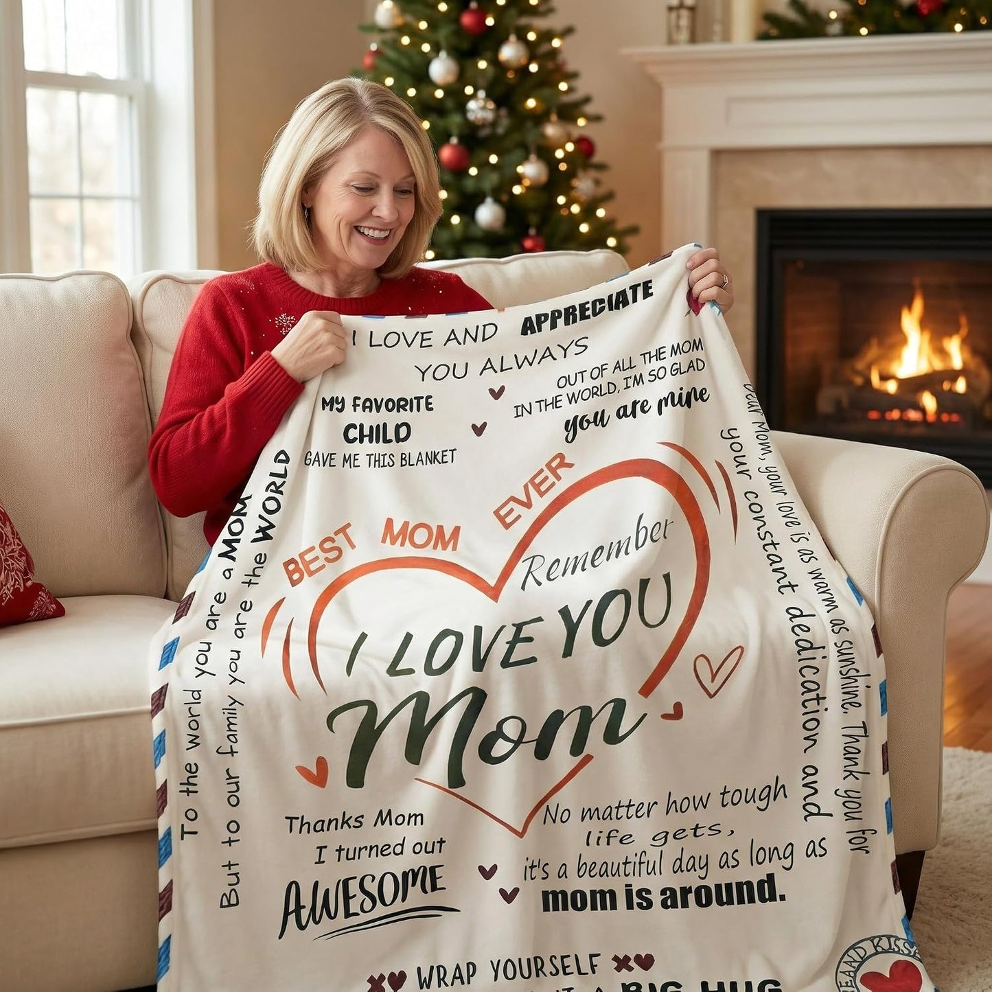Mothers Day Gifts - Super Soft Warm Personalized Throw Blanket, Mothers Day Blanket, Mother's Day, Anniversary and Birthday Gifts for Mom from Daughter Son (60x80) BST202