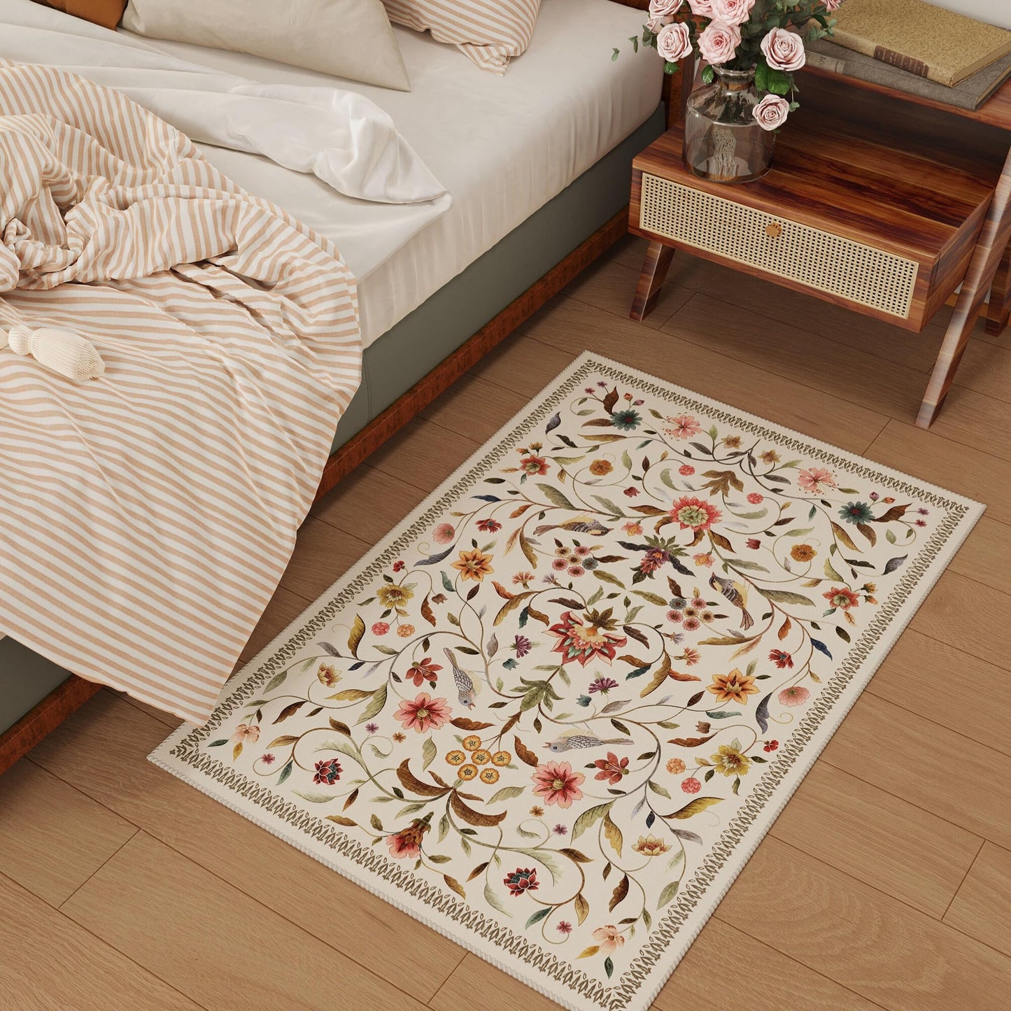 Vintage Medallion Floral Kitchen Runner 2x6, Machine Washable Rug, Soft Low Pile, Non-Slip Carpet for Hallways, Laundry, Bedroom, Bathroom, Entryway | Pink BST220