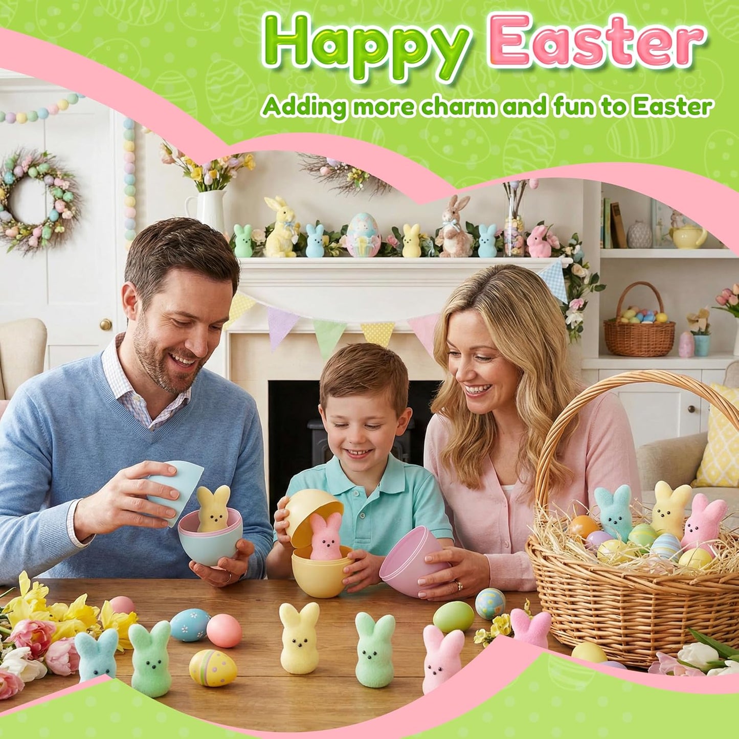 24Pack Squishy Stress Balls Easter Bunny Toys with Realistic Bunny Design for Easter Egg Fillers, Party Decorations & Kids Gifts WN420