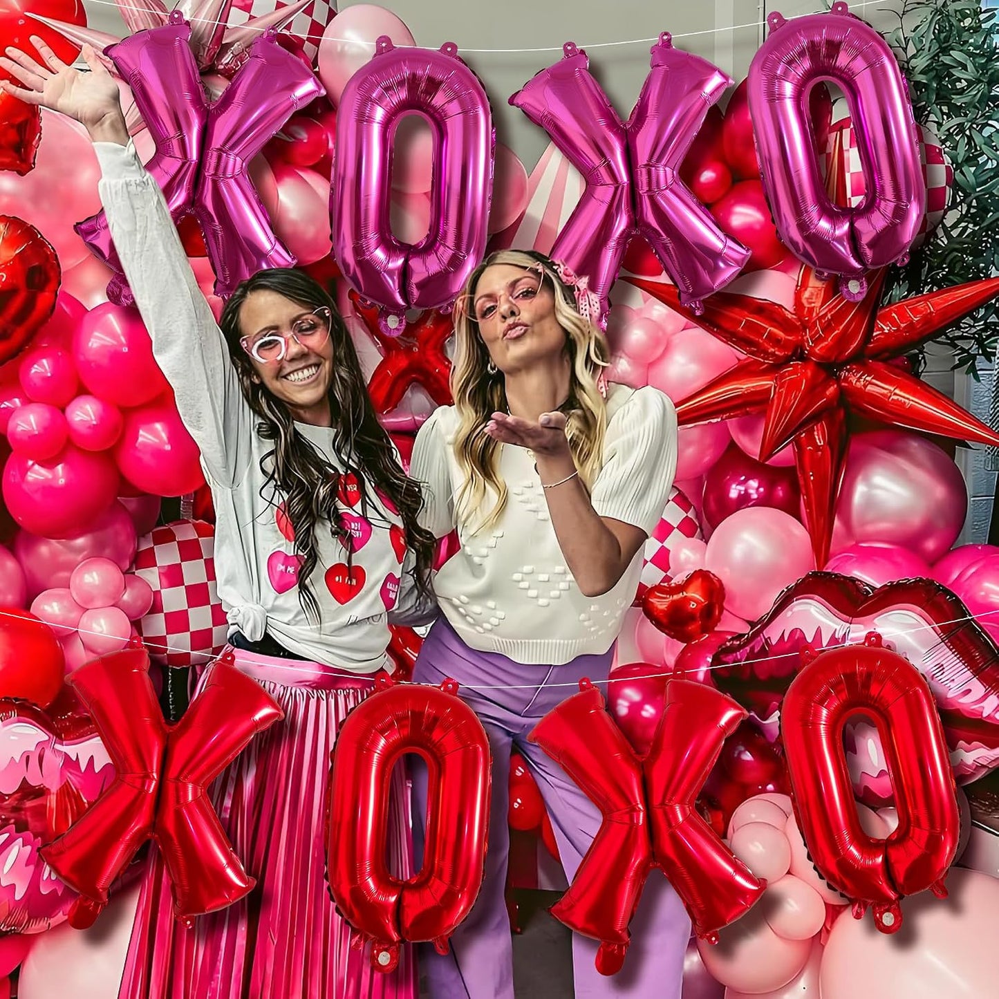 16 Inch Red & Pink XOXO Balloons – 8Pcs Valentine’s Day Mylar Letter Balloons Banner for Valentine’s Day, Wedding, Engagement, Galentine’s Day, Bridal Shower, Anniversary & Romantic Party Decorations BST326L