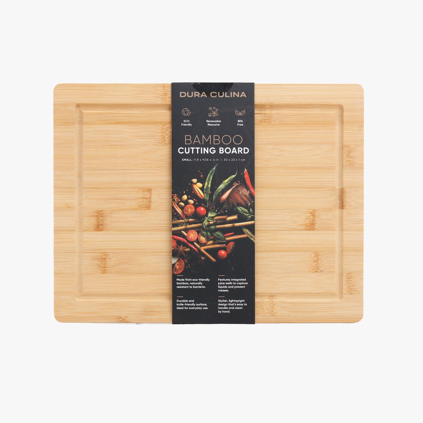 Bamboo Wood Cutting Board: Small – (11.8” x 9.05”) Durable, Eco-Friendly Chopping Board-0