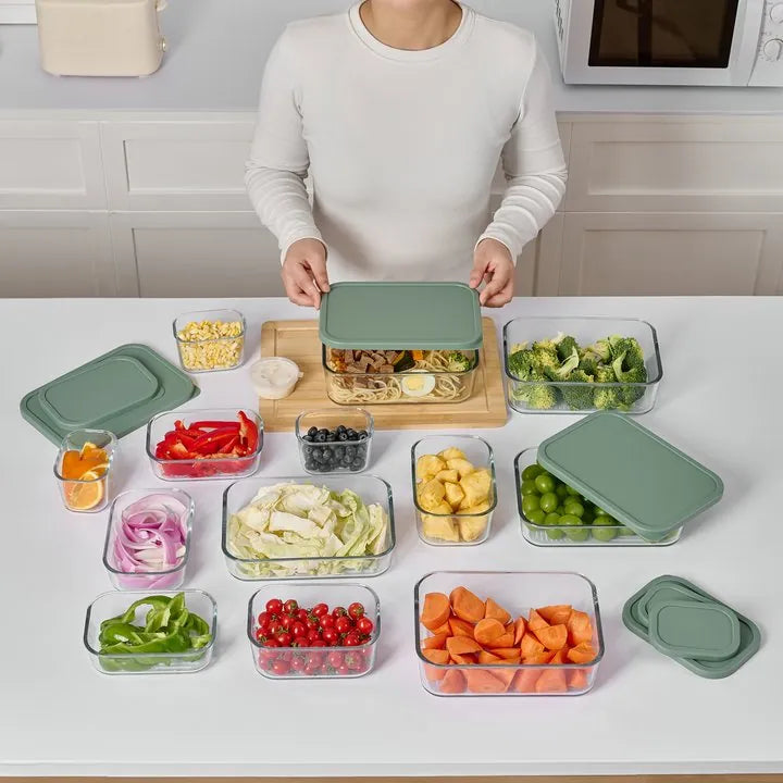 Container Culture 8-Piece Airtight Glass Food Storage Containers with Lids, 4 x 57.5oz - Soft Sage-4