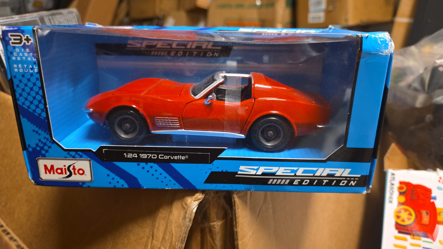 Maisto Model Compatible with Chevrolet Corvette 1970 RED 1:24 60