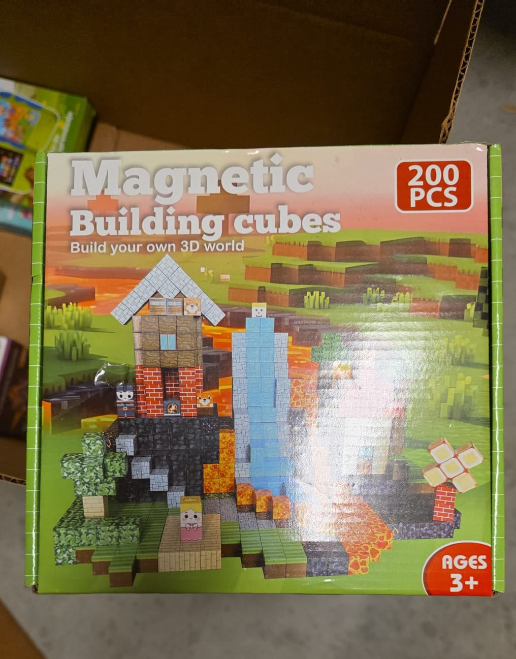 Magnetic Building Cubes 200 PCS Minecraft Style Tiles Building Blocks Set 68