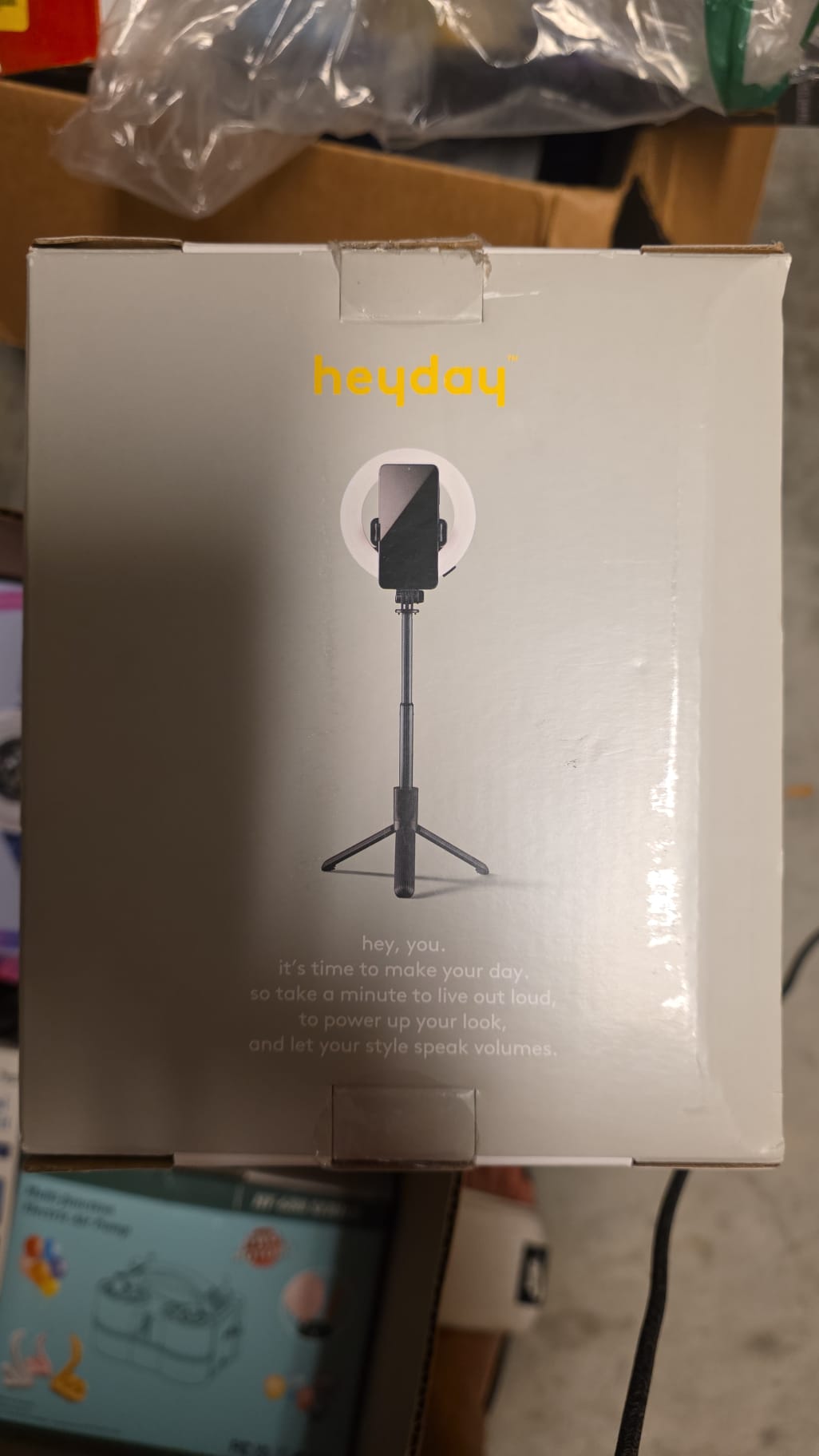 Tripod Selfie Stick with LED Ring Light - heyday™ Black: Ball Head, Plastic 69