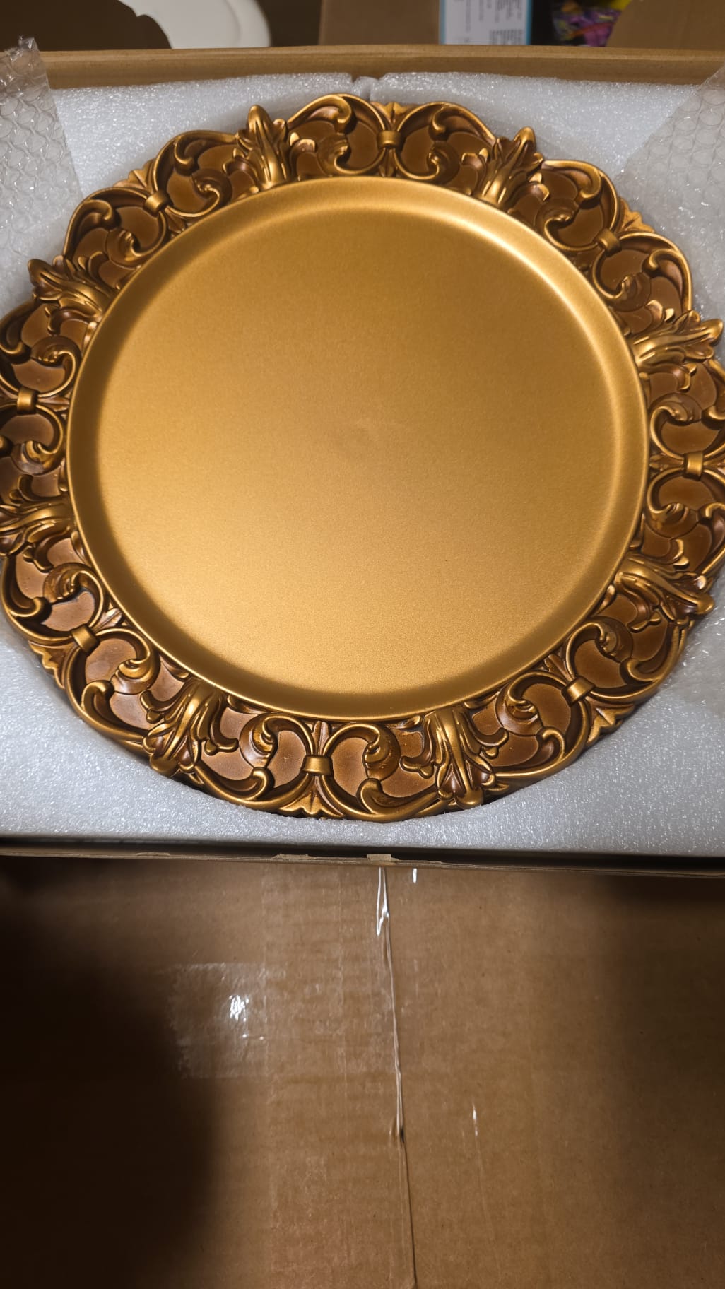 LEEMXIINY Home Decor 13" Antique Gold Charger Plates 76