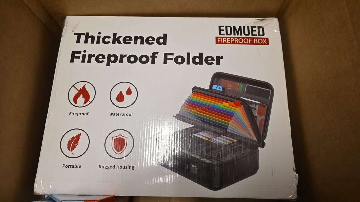 EDMUED Fireproof Document Box with Combination Lock 84
