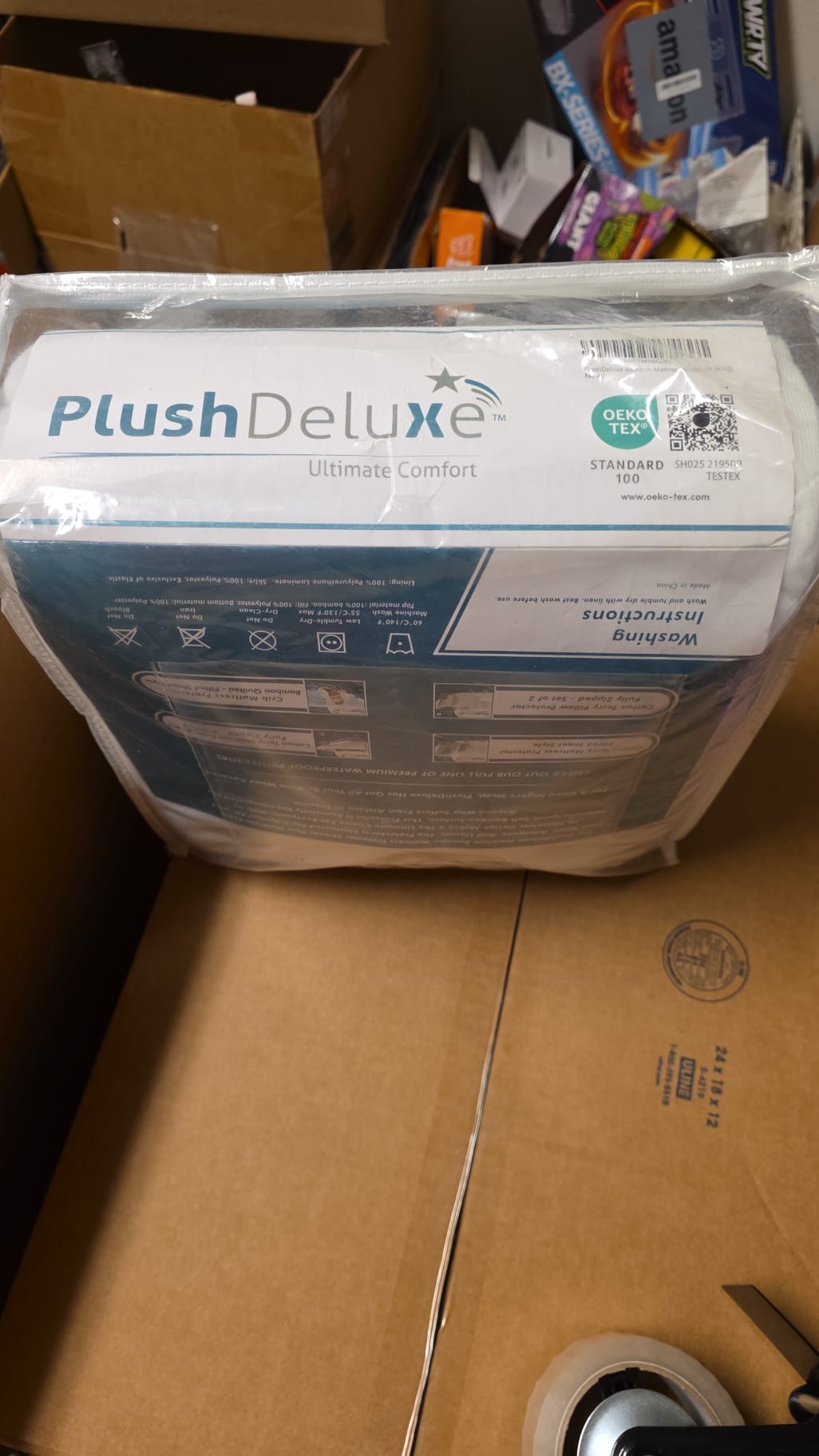 PlushDeluxe Premium Bamboo Mattress Protector – King Size 92